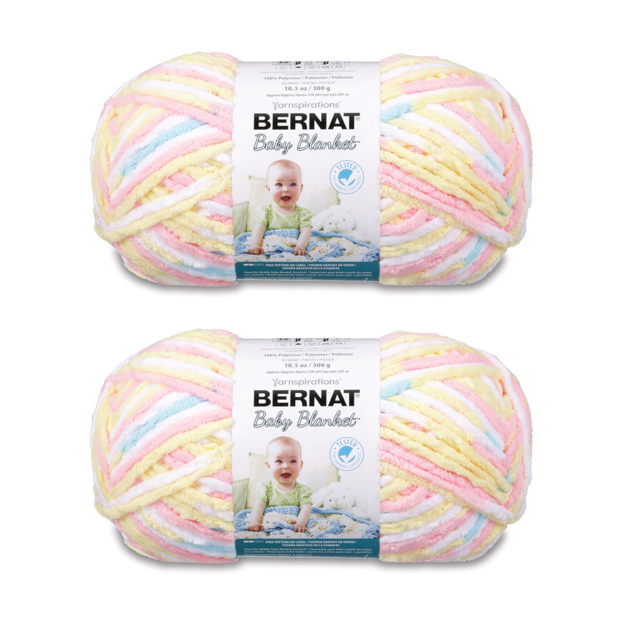 Bernat Baby Blanket Pitter Patter Yarn - 2 Pack of 300g/10.5oz - Polyester - 6 Super Bulky - 220 Yards - Knitting/Crochet Bernat