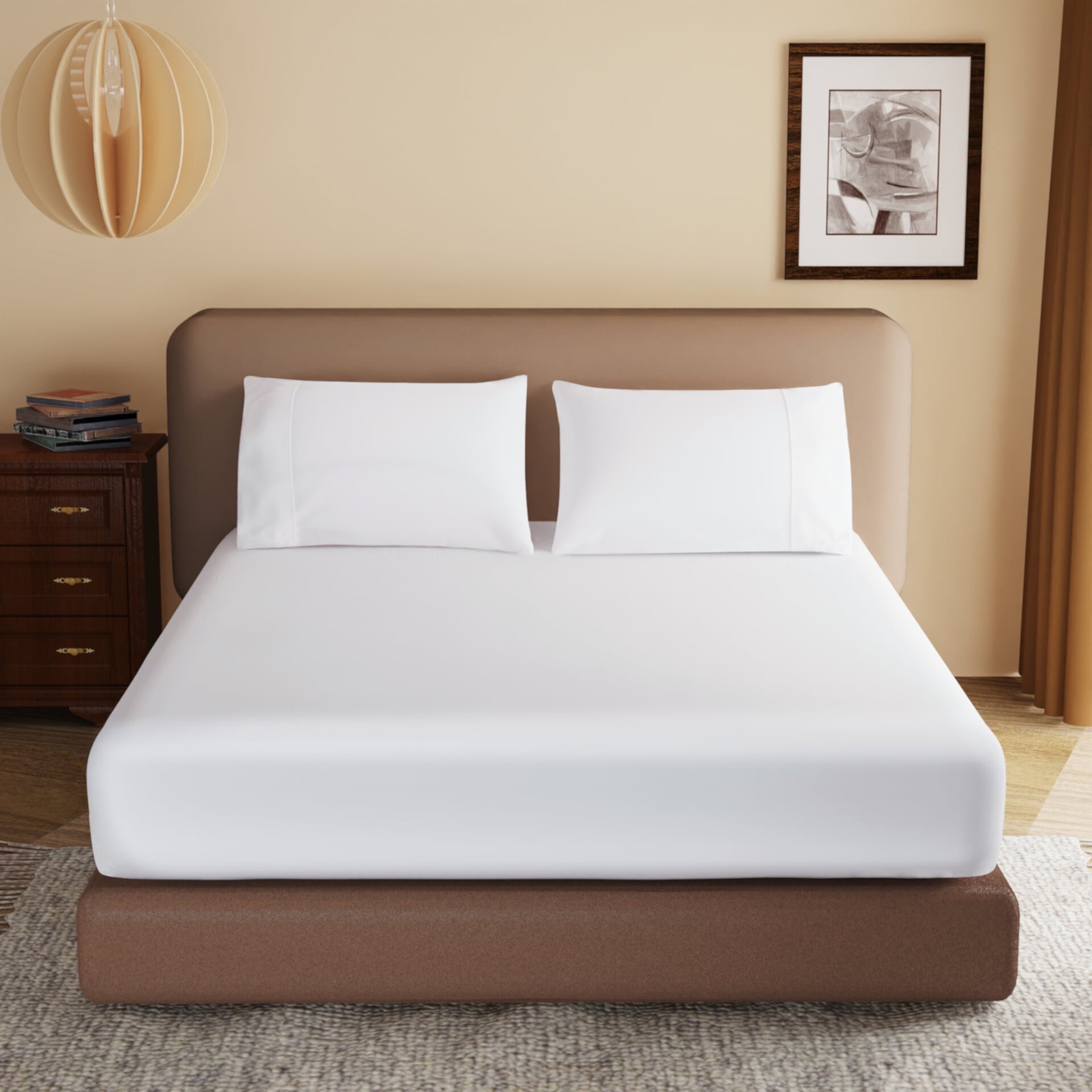 Shunjie.Home 1 Fitted Sheet Only Queen Size 100% Egyptian Cotton, 600 Thread Count, 16" Deep Pocket, White Shunjie.Home