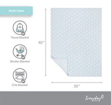 EVERYDAY KIDS Baby Fleece Blanket - 30" by 40" - Baby Blue/Dots EVERYDAY KIDS