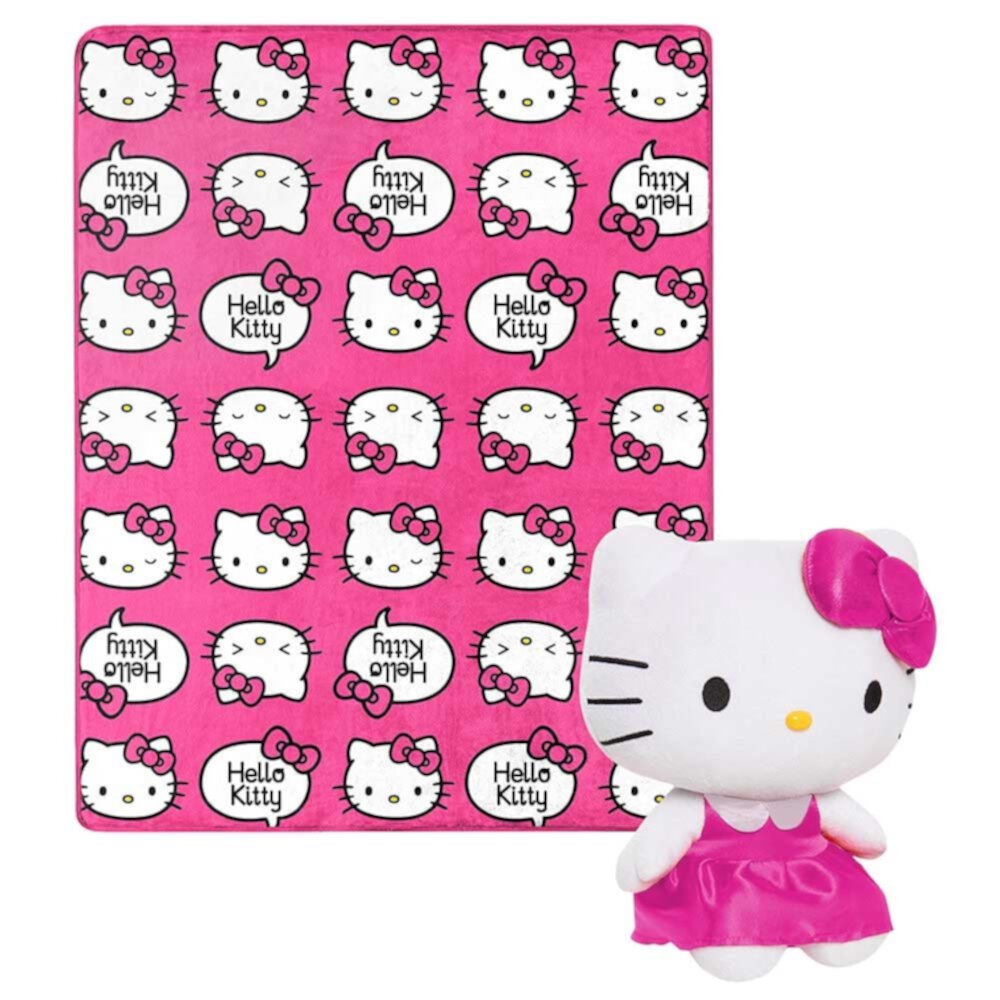 Hello Kitty Pink Kitty Pride Kids Silk Touch Throw Blanket with Plush Hugger Hello Kitty