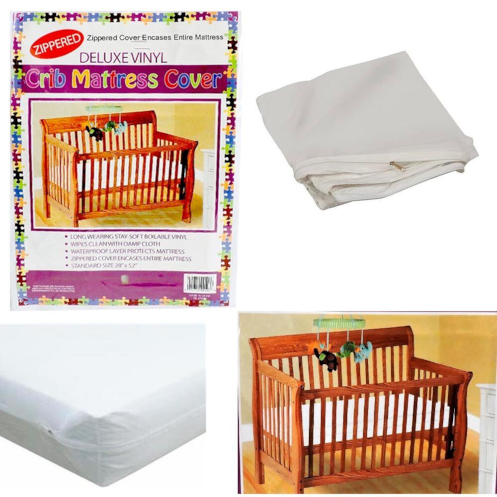 Deluxe Vinyl Zippered Crib Mattress Cover Full Encasement 28" x 52" Standard Size Waterproof Home & Style