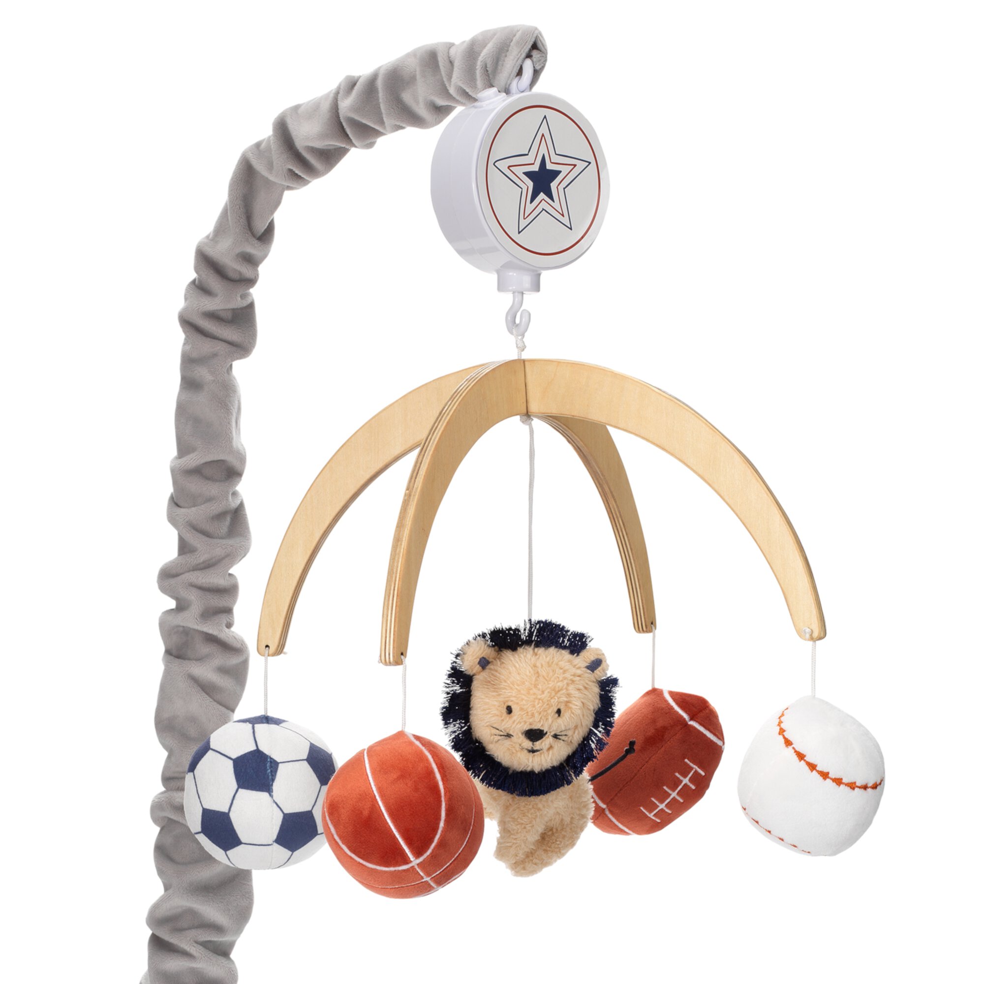 Lambs & Ivy Hall of Fame Lion/Sports Balls Musical Baby Crib Mobile Soother Toy Lambs & Ivy