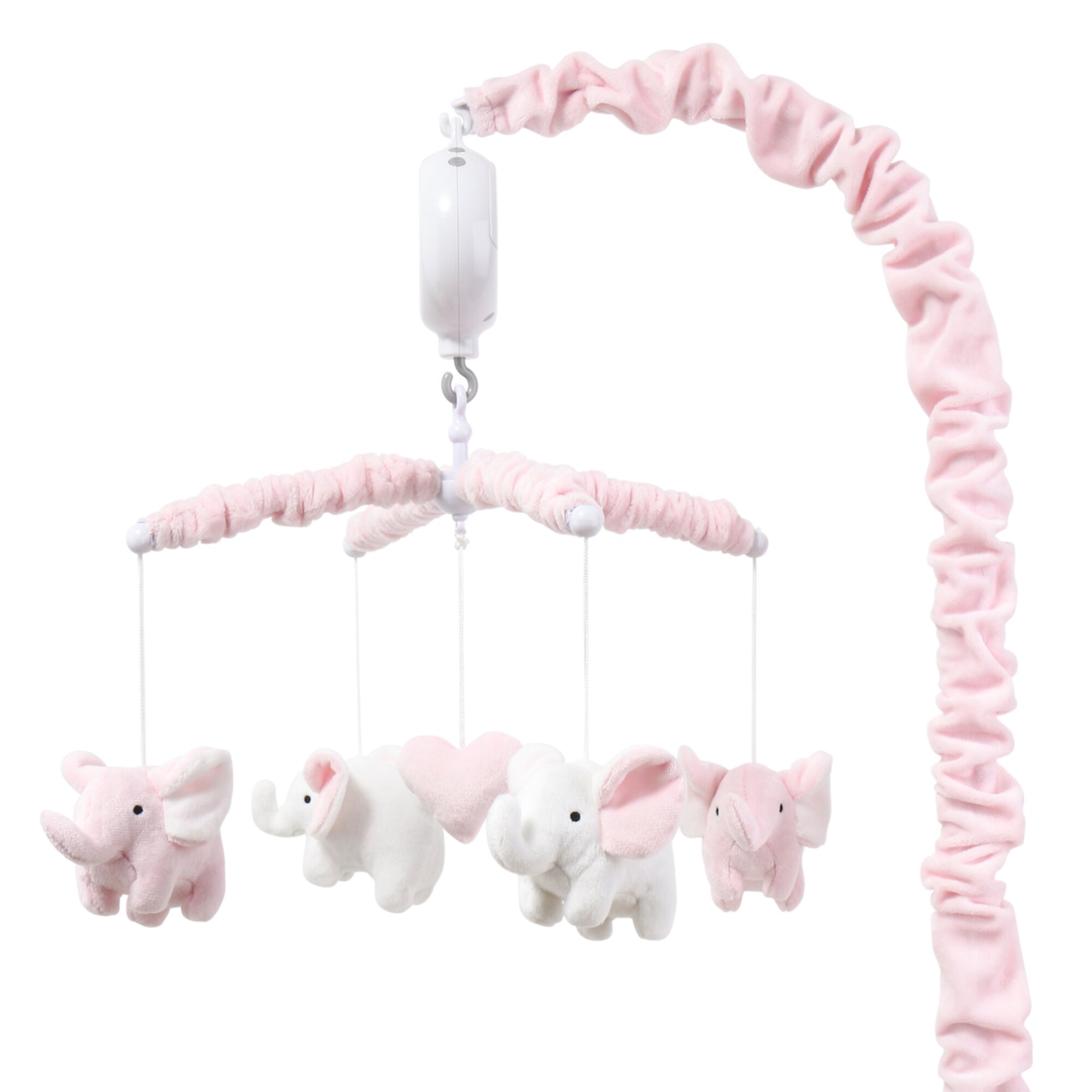 The Peanutshell Baby Crib Mobile for Girls, Pink Elephant, Musical The Peanutshell