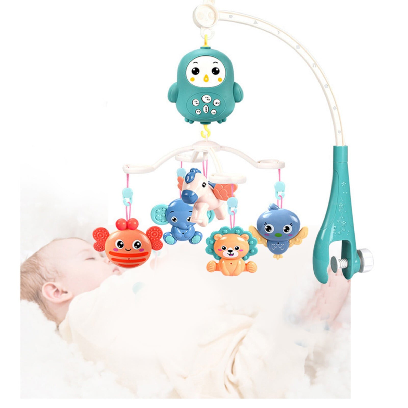 WOCACHI Baby Musical Crib Mobile with Hanging Rotating Toys Remote Control Newborn Bed Bell Music Box Night Light for Toddlers WOCACHI