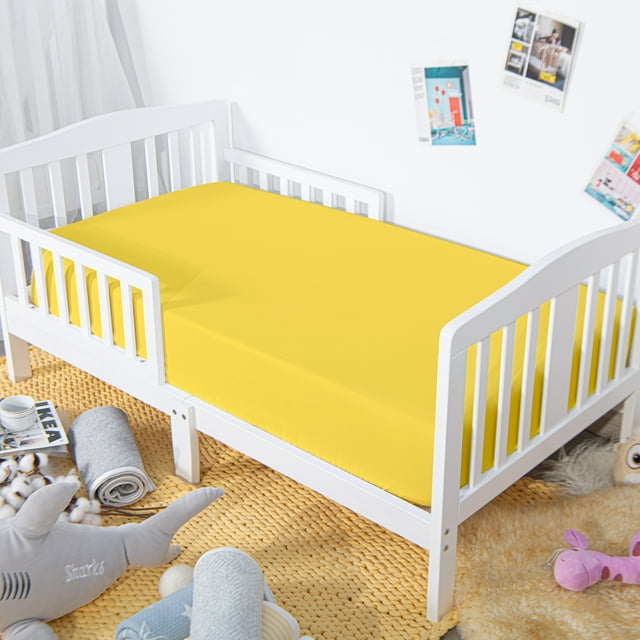 Organictune 2 Pack Microfiber Easy Care Fitted Crib Sheet, Ultra Soft and Cozy Toddler Sheet for Baby Boys and Girls, Yellow, 28" x 52" Organictune