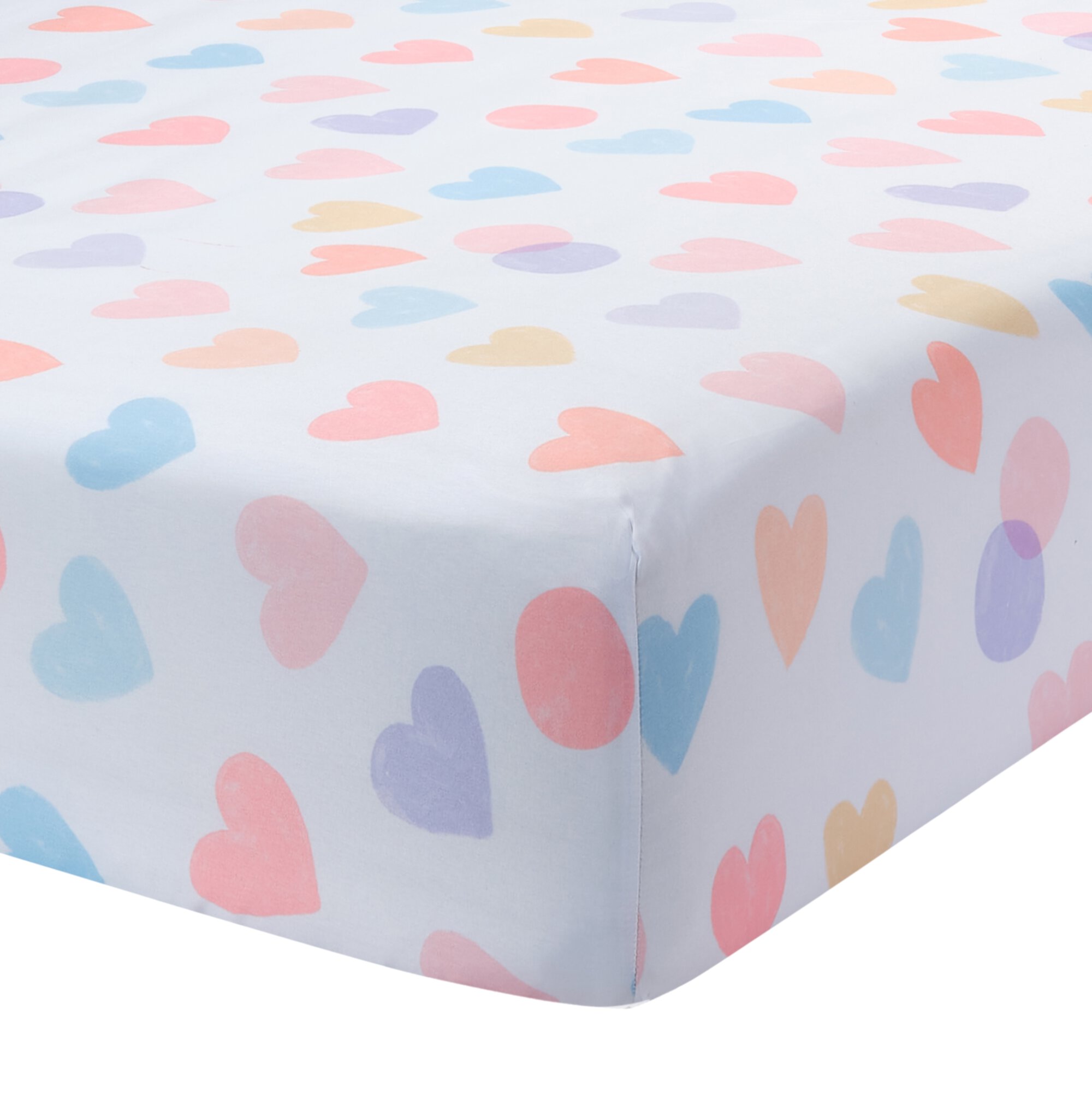 Bedtime Originals Rainbow Hearts White/Peach/Purple Baby Fitted Crib Sheet Bedtime Originals