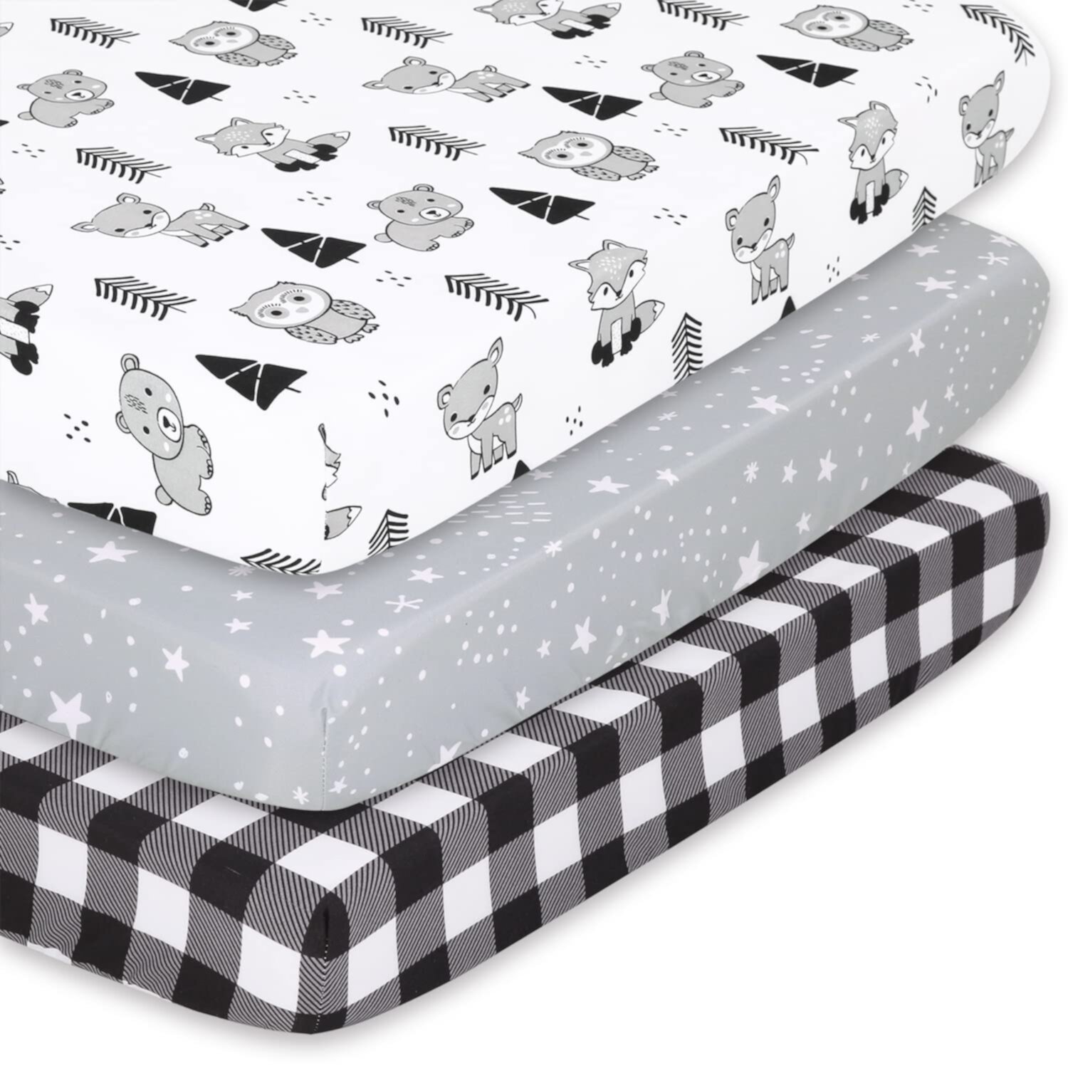 The Peanutshell  Woodland Plaid Mini Crib, Playard Sheet 3 Pack Set The Peanutshell