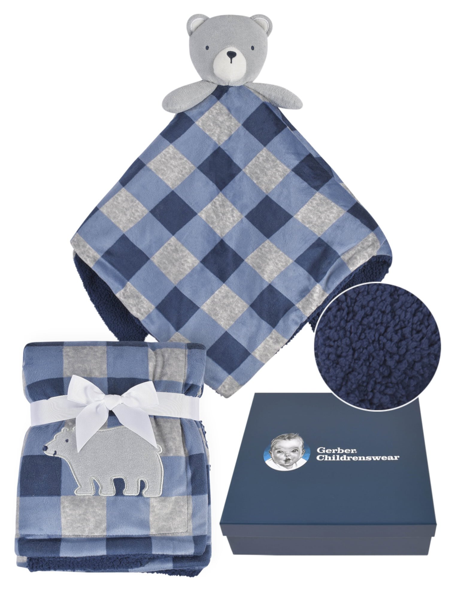 Gerber Baby Boy or Girl Unisex Super Soft Plush Blanket & XL Security Blanket Set with Gift Box, 2-Piece GERBER