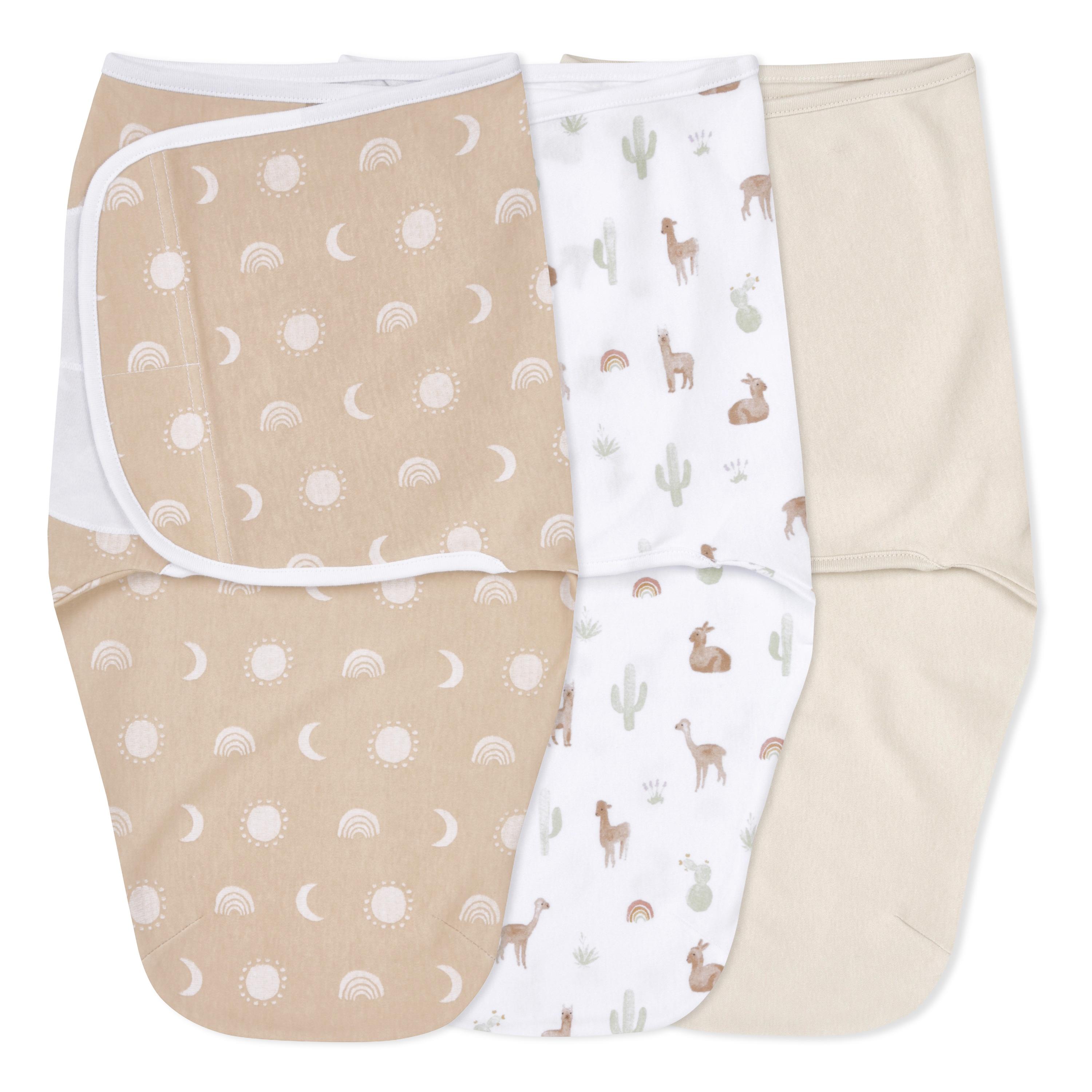 aden + anais™ Essentials No Zip Wrap Swaddles, Desert Sun, Tan, Unisex, Newborn, 0-3 Months, 3-Pack Aden + anais