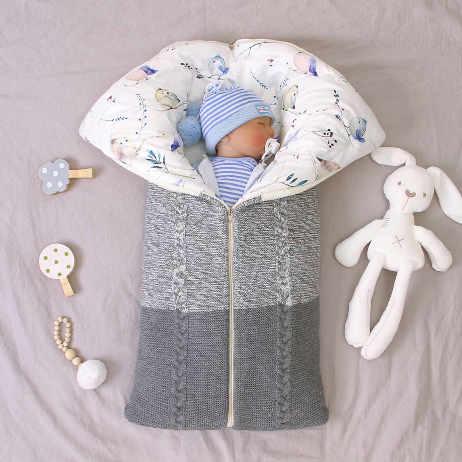 SDJMa Newborn Receiving Blanket Baby Sleeping Wrap Swaddle Zipper Warm Sleeping Bag (0-12 Months) SDJMA