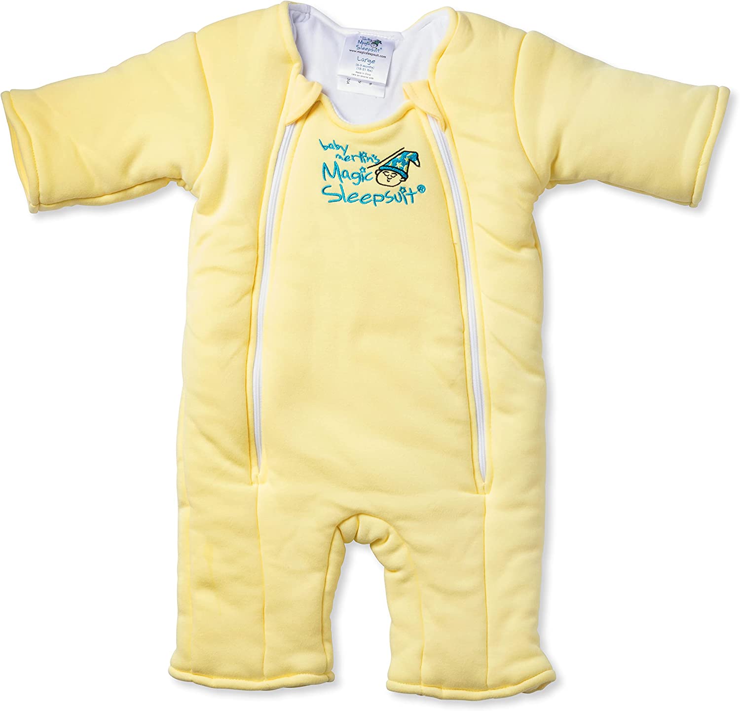 Baby Merlin's Magic Sleepsuit - Swaddle Transition Product - Cotton - Yellow - 6-9 Months Baby Merlin's Magic Sleepsuit