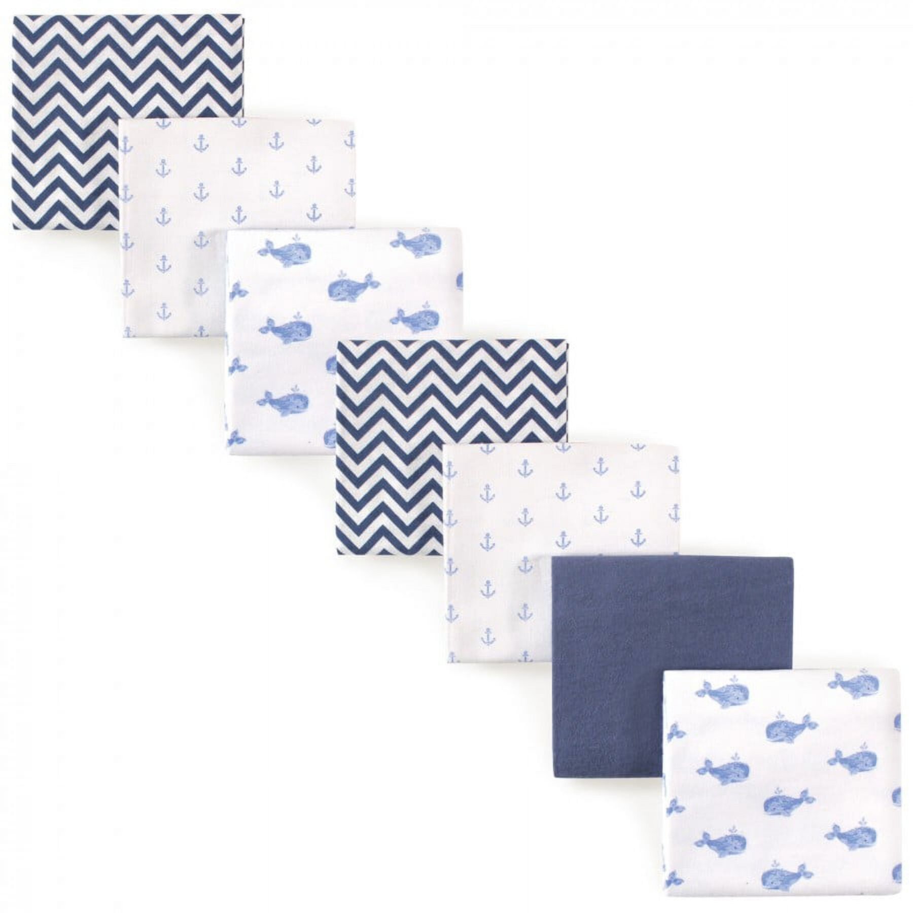 Hudson Baby Infant Boy Cotton Flannel Receiving Blankets Bundle, Blue Whale, One Size Hudson Baby