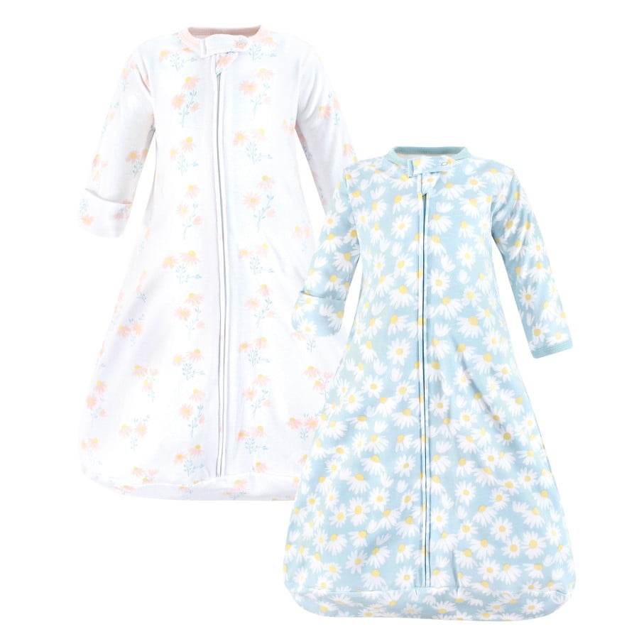 Hudson Baby Infant Girl Cotton Long-Sleeve Wearable Sleeping Bag, Sack, Blanket, Mixed Daisy, 3-9 Months Hudson Baby