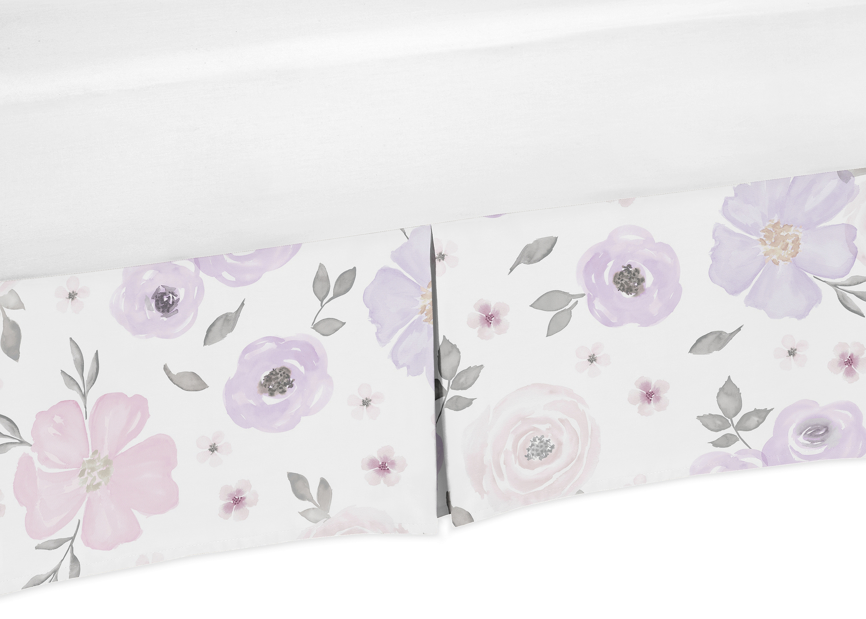 Lavender Watercolor Floral Crib Skirt by Sweet Jojo Designs Sweet Jojo Designs