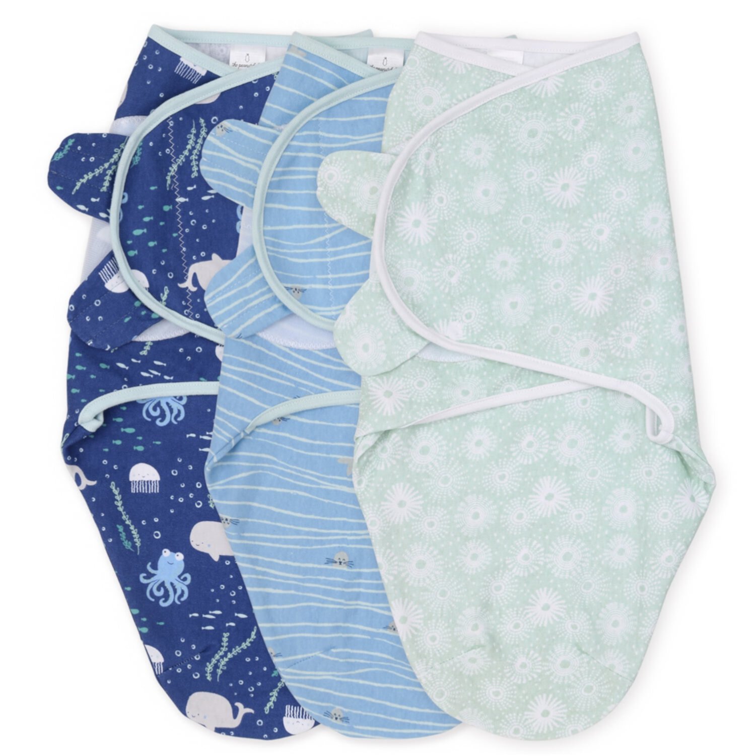 The Peanutshell Newborn Swaddles for Baby Boys and Girls, 3 Pack Set, Under the Sea The Peanutshell