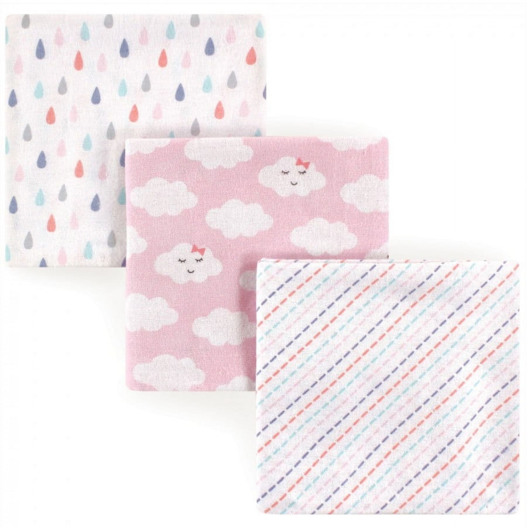 Luvable Friends Baby Girl Cotton Flannel Receiving Blankets, Girl Clouds 3-Pack, One Size Luvable Friends