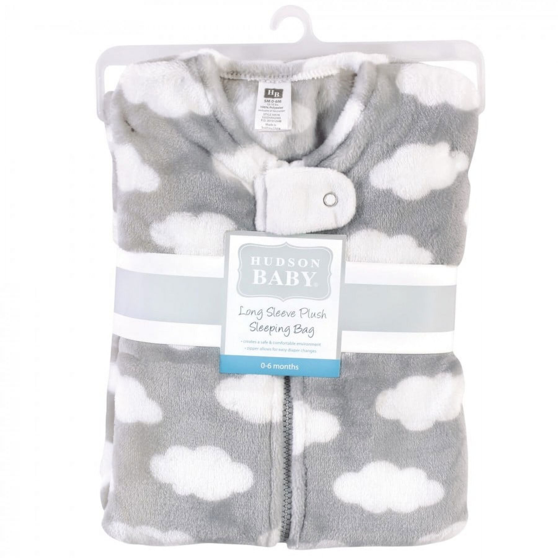 Hudson Baby Infant Plush Sleeping Bag, Sack, Blanket, Gray Clouds, 18-24 Months Hudson Baby