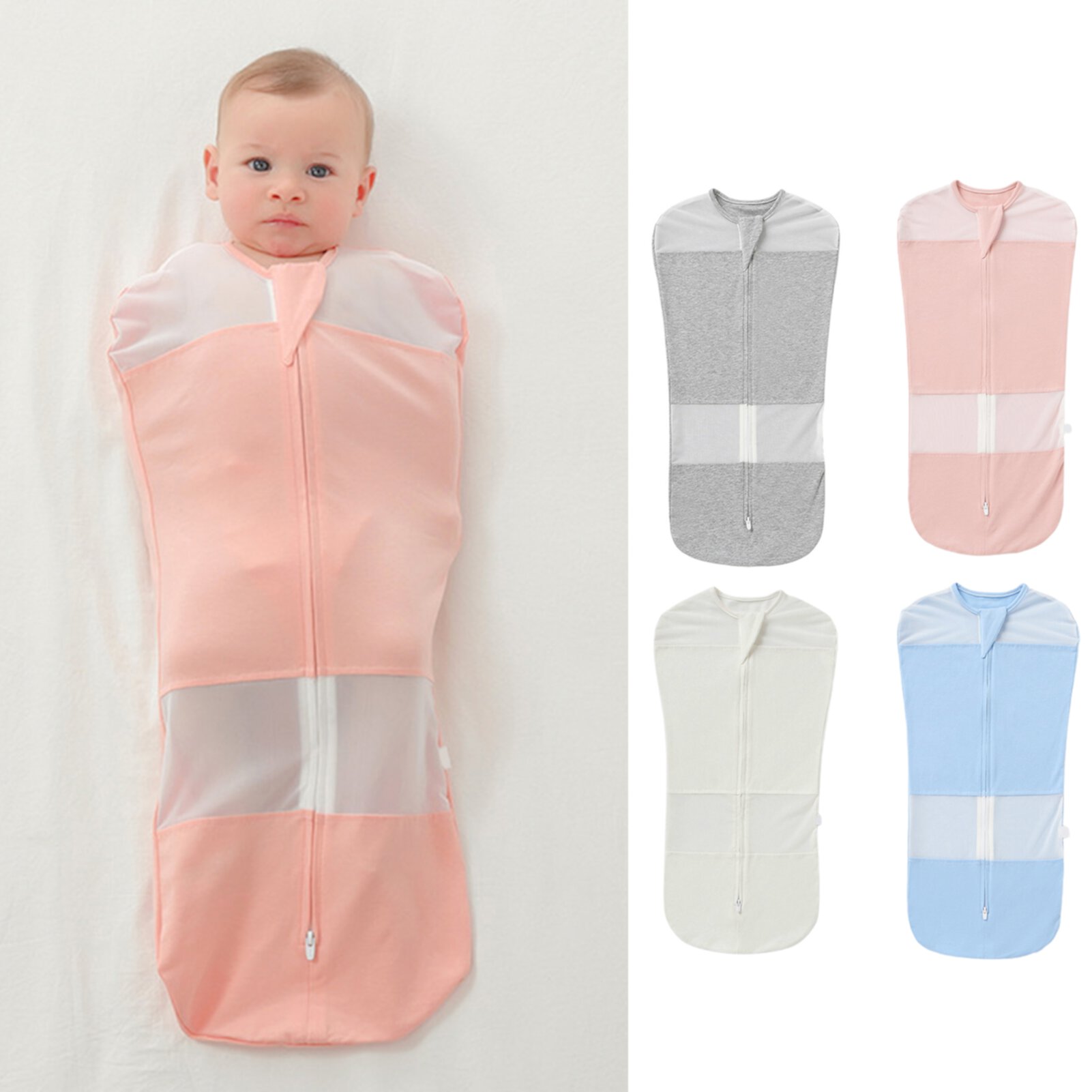 Waroomhouse Baby Swaddle Wearable Dual Zipper Cotton Parisarc Solid Sleep Sack Blanket Kids Accessories Waroomhouse