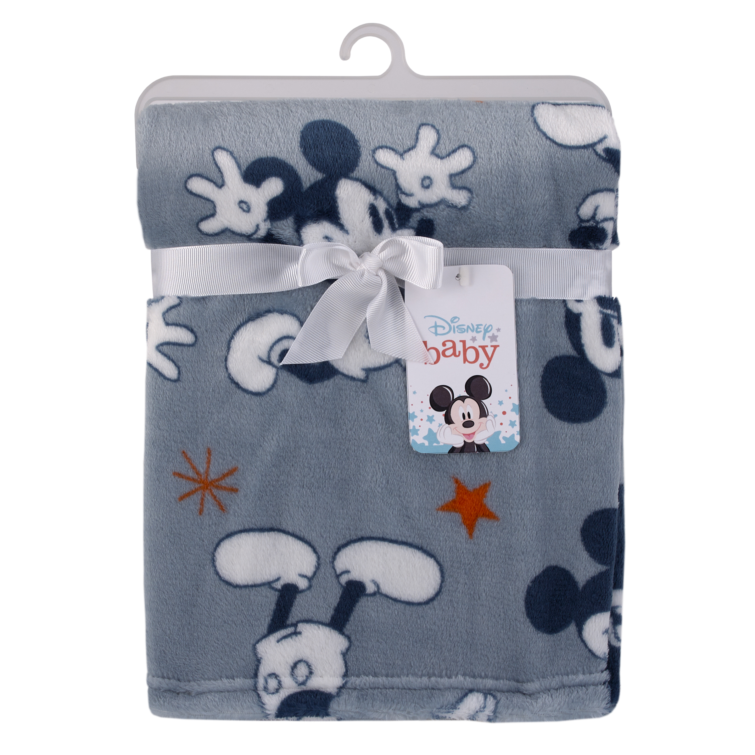 Disney Mickey Mouse Gray, Navy, Red and White Baby Blanket Disney