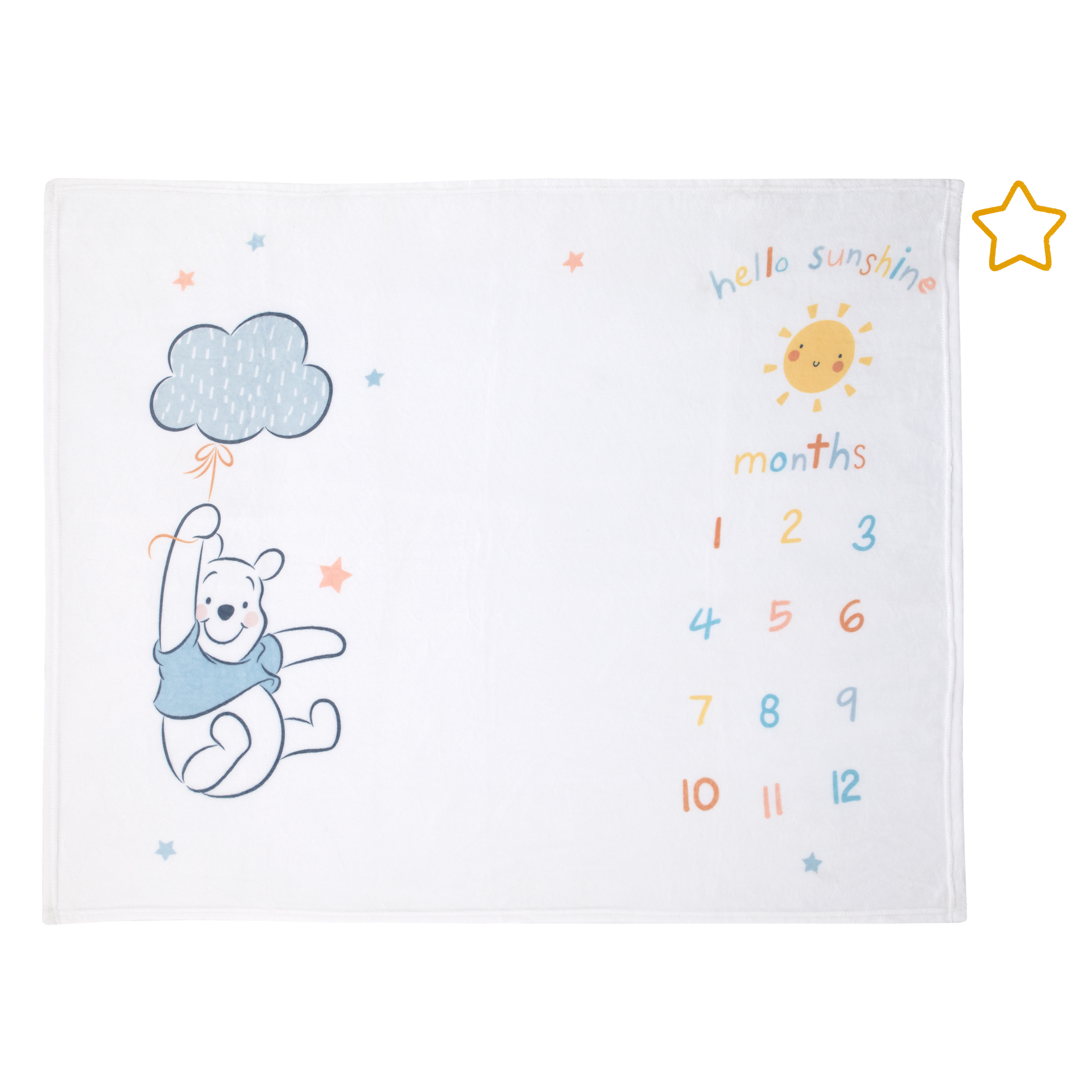 Disney Winnie the Pooh White, Yellow, Aqua Milestone Baby Blanket DISNEY BABY