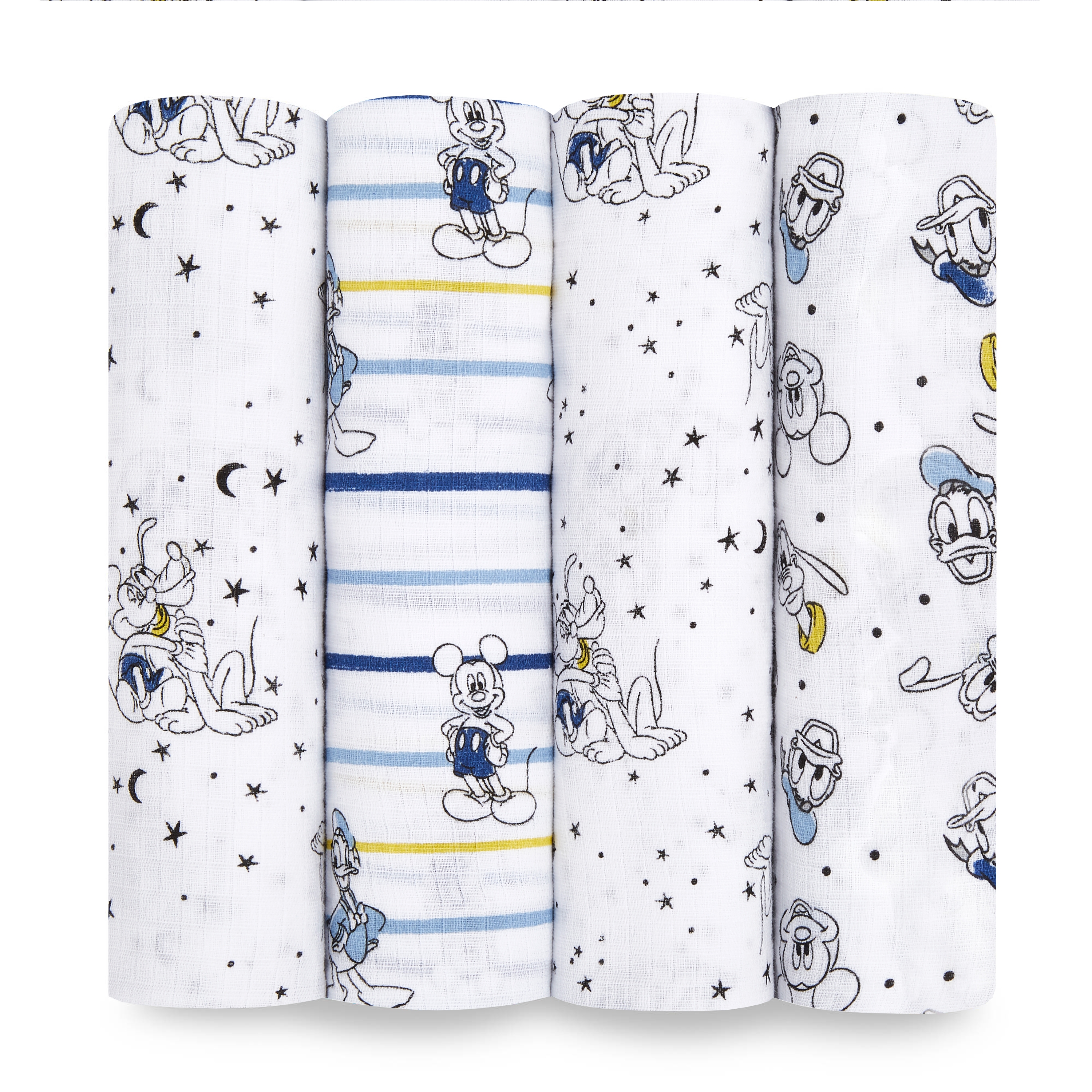 Aden + Anais Essentials Disney Baby 100% Muslin Cotton Swaddle Blanket, Unisex, 4 Pack, Mickey Stargazer Aden + anais