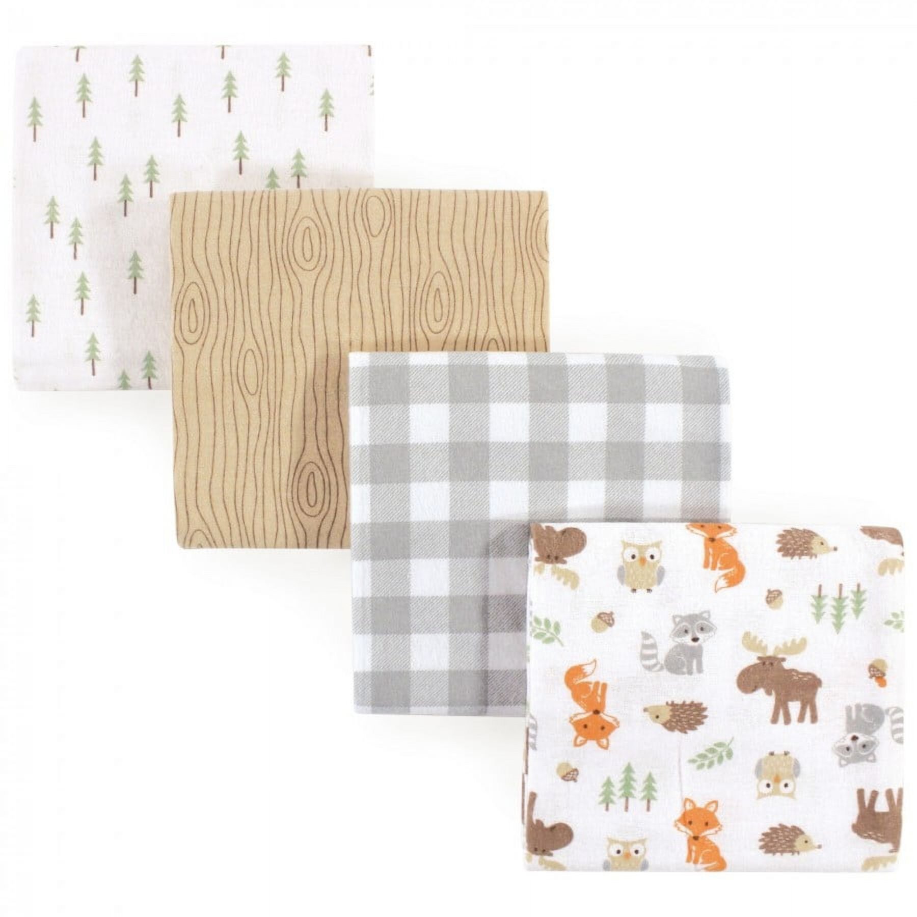 Hudson Baby Infant Boy Cotton Flannel Receiving Blankets, Woodland, One Size Hudson Baby