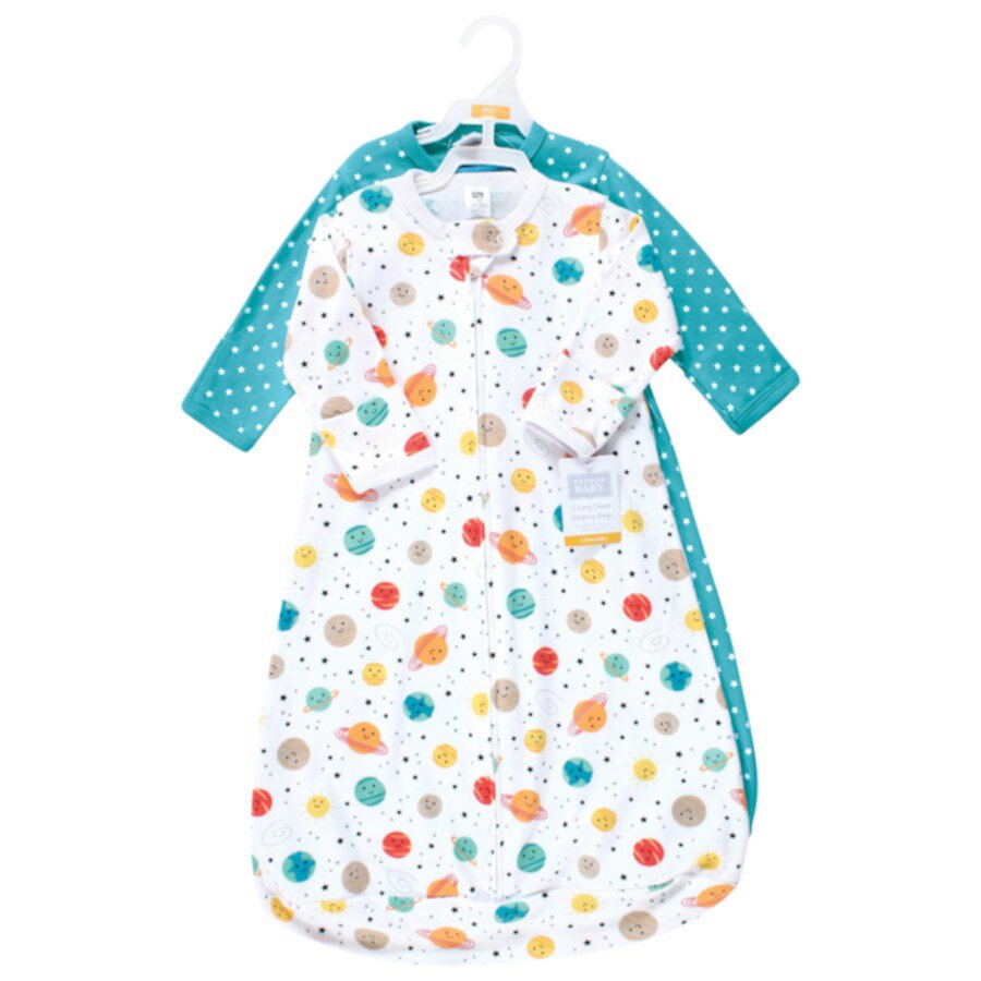 Hudson Baby Cotton Long-Sleeve Wearable Sleeping Bag, Sack, Blanket, Happy Planets, 0-3 Months Hudson Baby