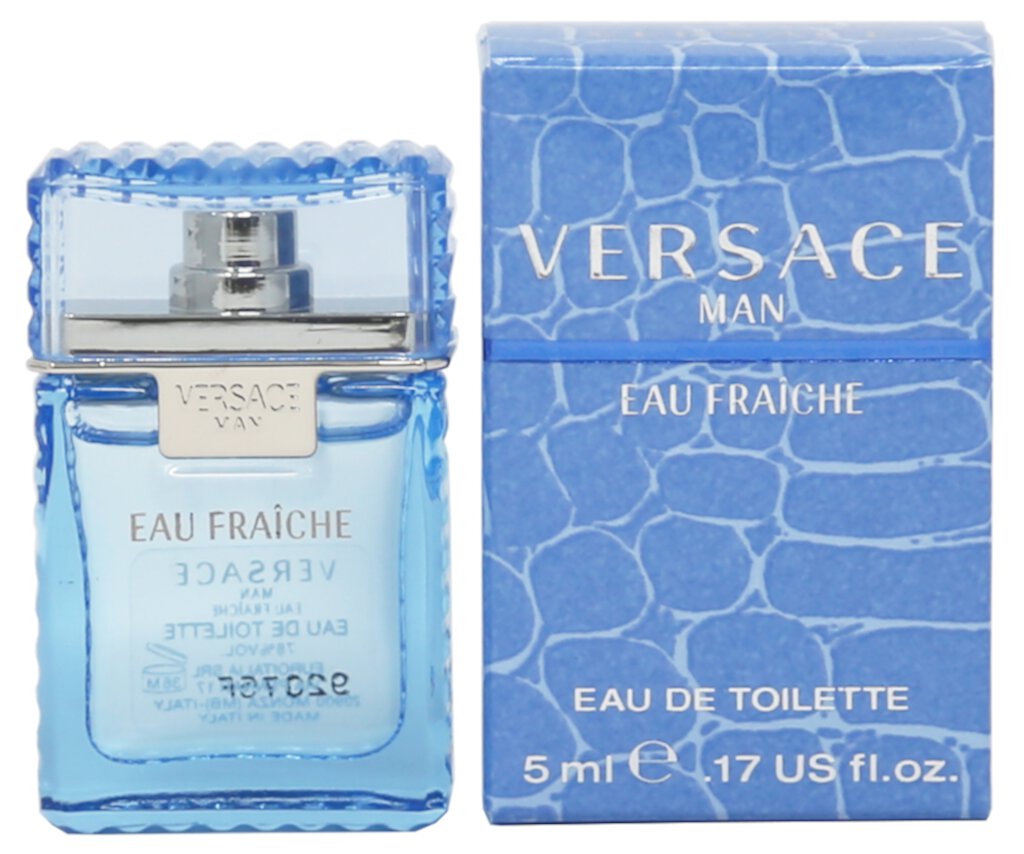 Versace Eros Men EDT, Man Eau Fraiche EDT, Pour Homme EDT - 5ml Mini Splash Bottle 3PK Kit Versace