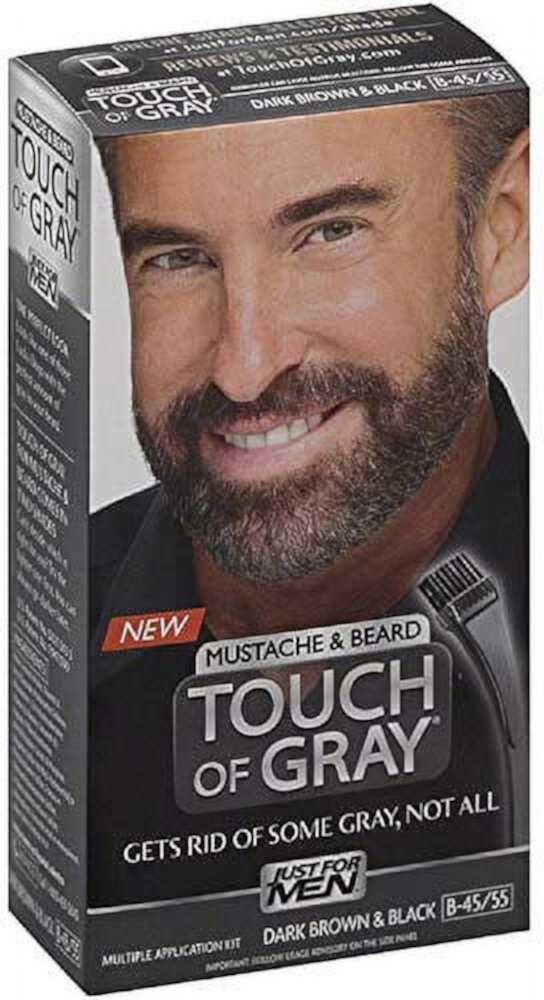 Just for Men Toque de Tratamiento para el Cabello Gris para Bigote y Barba, Marrón Oscuro y Negro, 1 Ud., Pack de 2 Just for Men