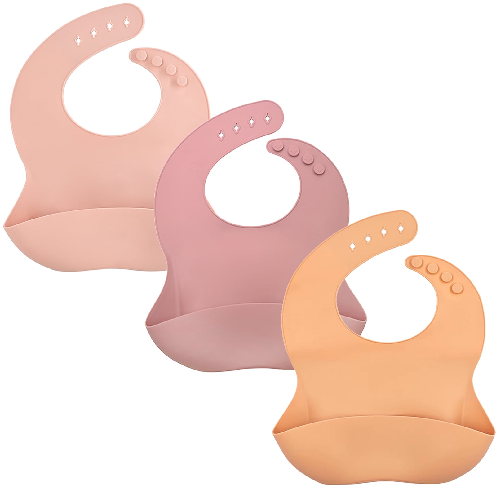 3-Pack Silicone Baby Bibs for Girls and Boys - Adjustable, Waterproof, BPA-Free, Soft Unisex Bibs Benoxine