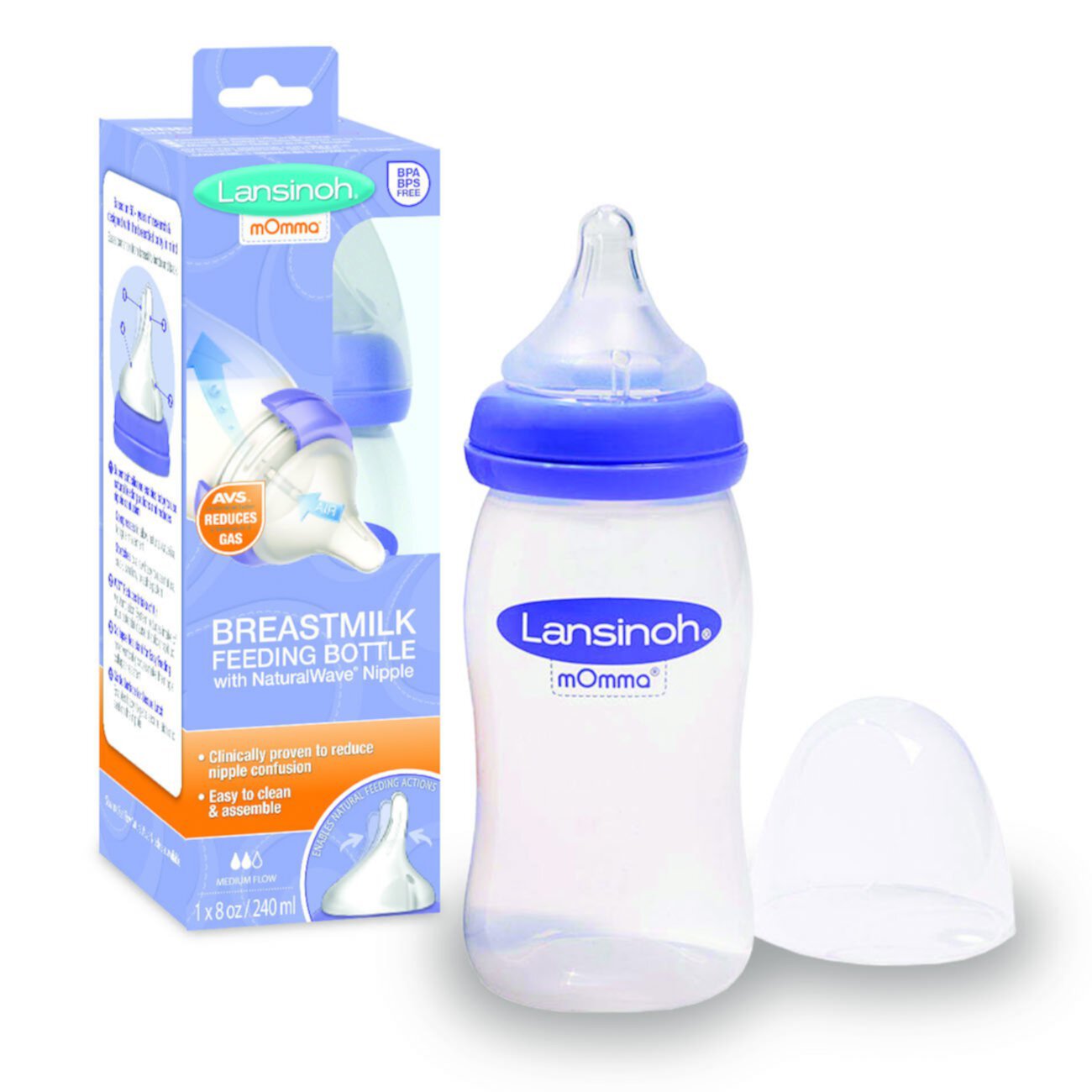 Lansinoh Momma Breastmilk Feeding Bottle with NaturalWave Slow Flow Nipple, 5 Lansinoh