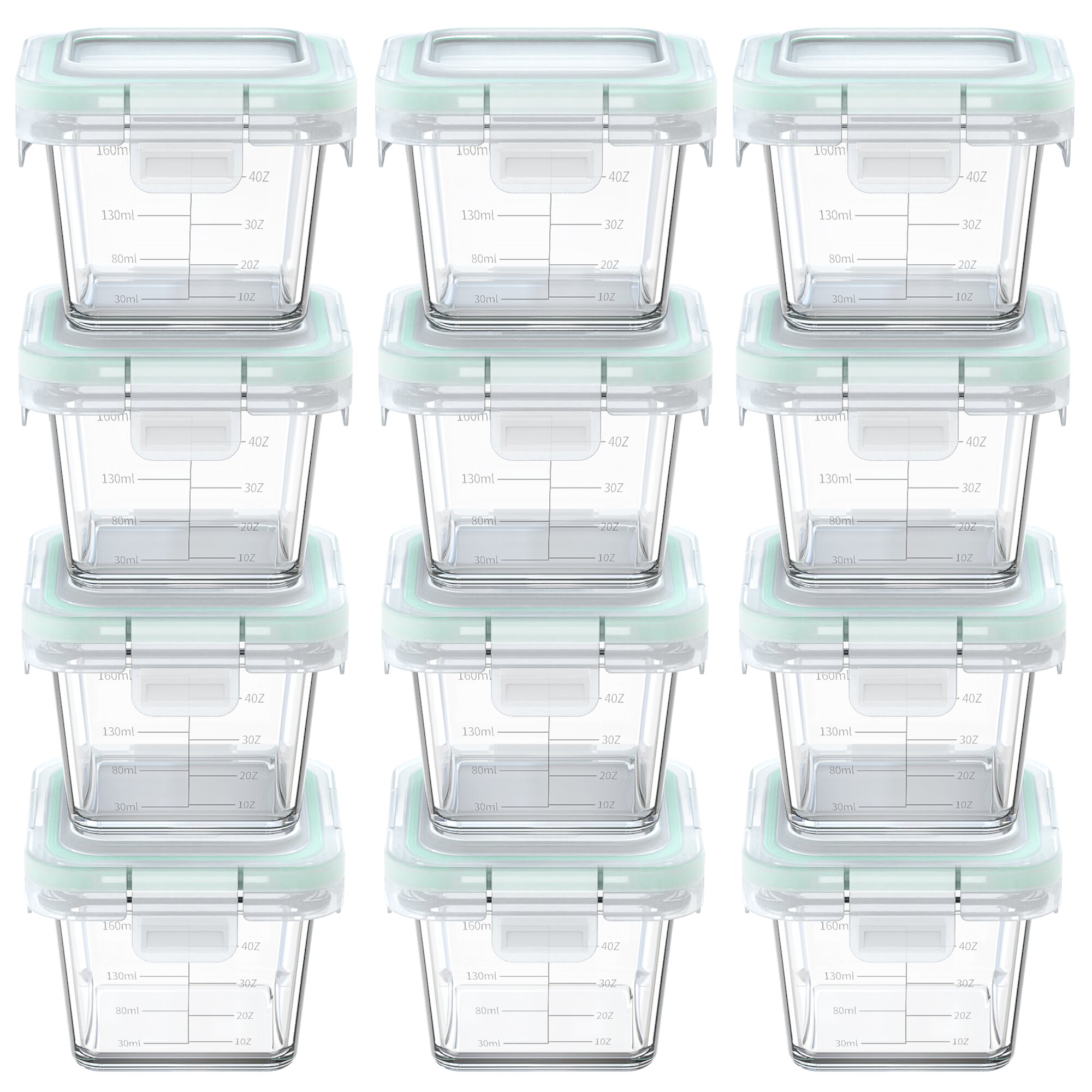 Glass Baby Food Storage Containers, 12 Pack 5 Oz Small Glass Jars with Graduated Scale, Baby Food Storage Jars with Snap Locking Lids, Food Containers Friendly in Microwave, Oven, Freezer, Dishwasher GPED