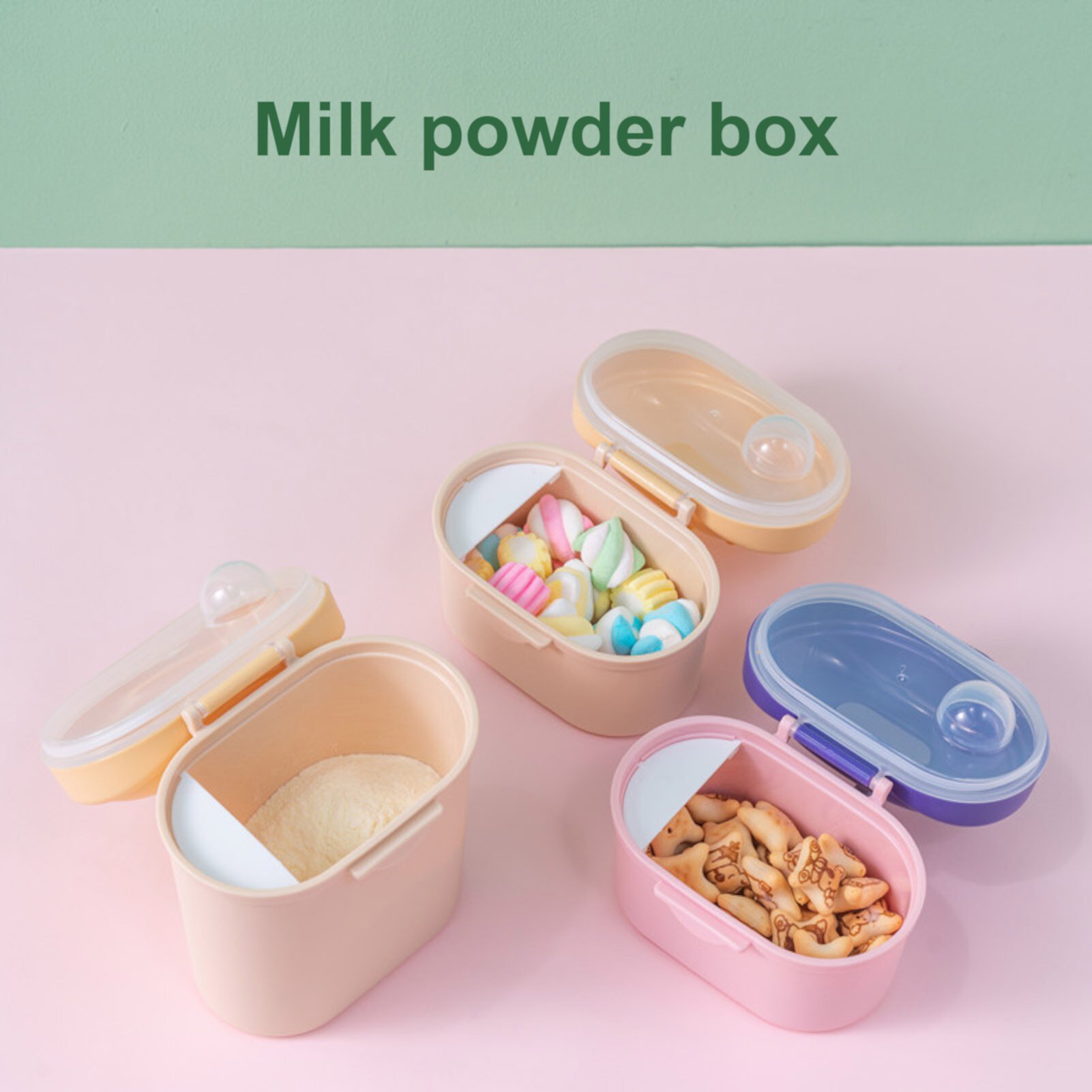 Waroomhouse 1 Set Milk Powder Box Cartoon Design Large Capacity BPA Free Kids Snack Fruit Food Container for Outing Waroomhouse