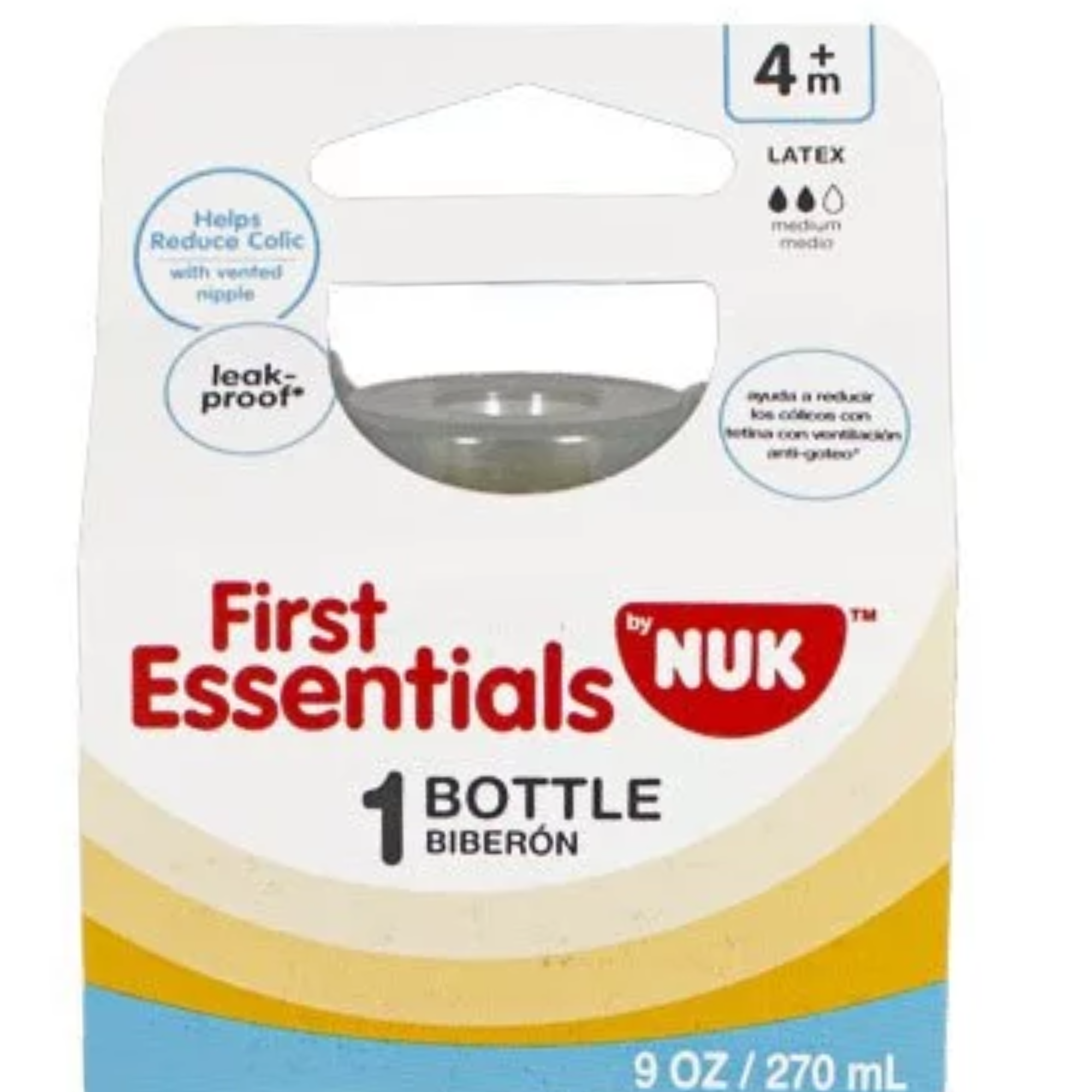 NUK Gerber First Essentials Baby Feeding Bottle Blue with Latex Nipple Medium 9 Oz 270 ML, Pack Of 3 Visit the Gerber Store