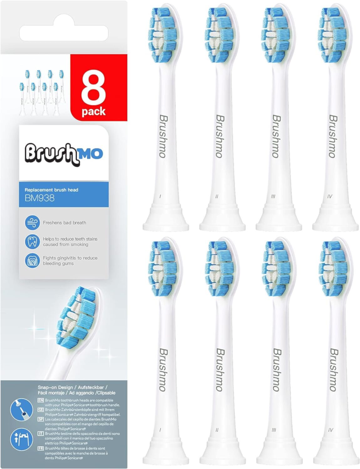 Brushmo Replacement Toothbrush Heads Compatible with Philips Sonicare Optimal Gum Health HX9033, White 8 Pack Visit the Brushmo Store