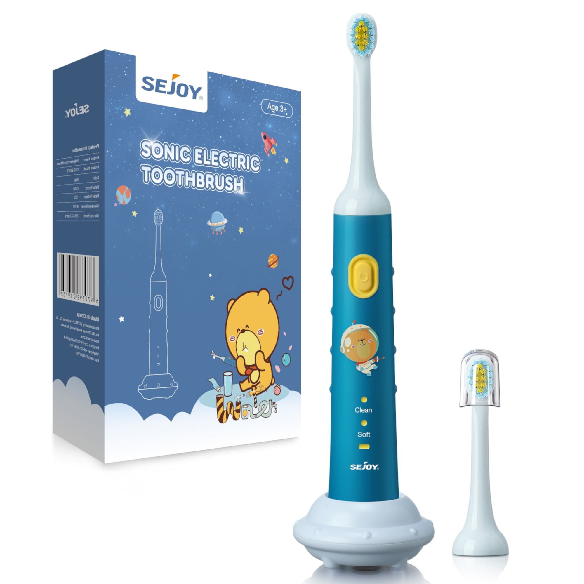 Sejoy Electric Toothbrush for Kids with Timer and 2 Brush Heads, Sonic Smart Rechargeable Toothbrushes Sejoy