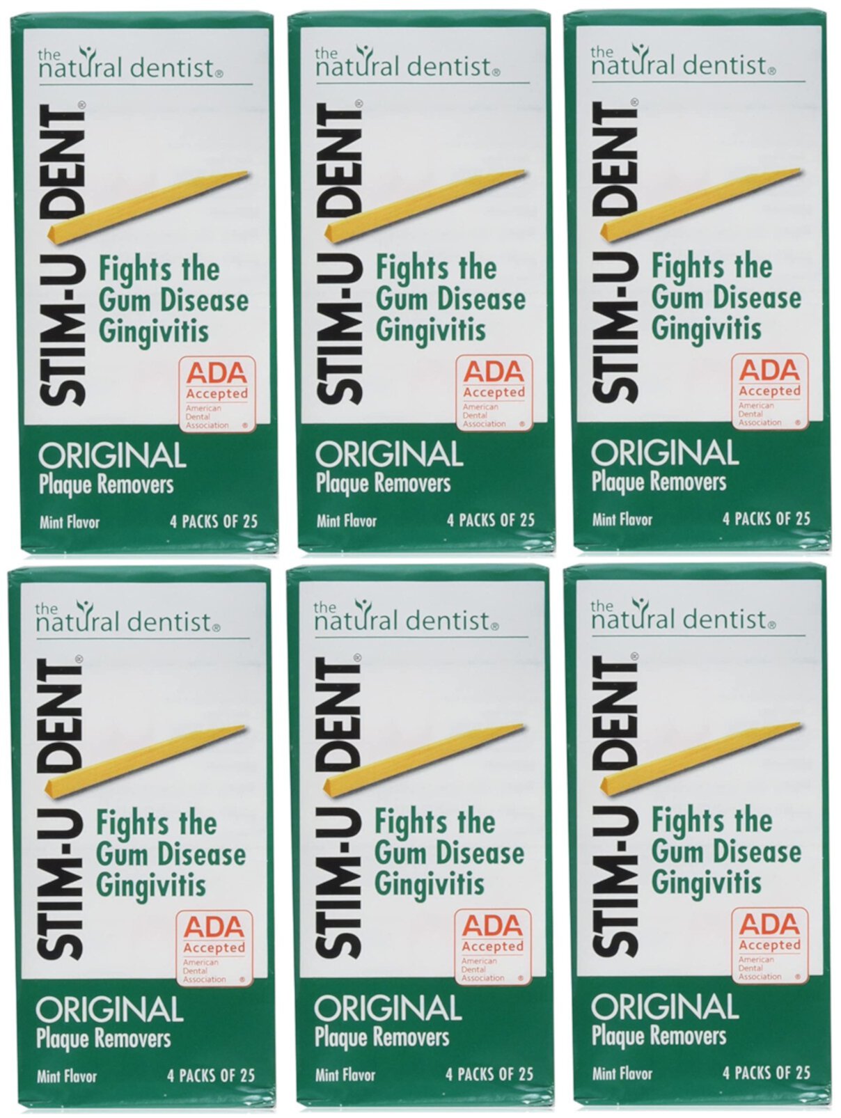 Stim-U-Dent Plaque Removers Mint 100 Each (Pack of 6) Stim-U-Dent