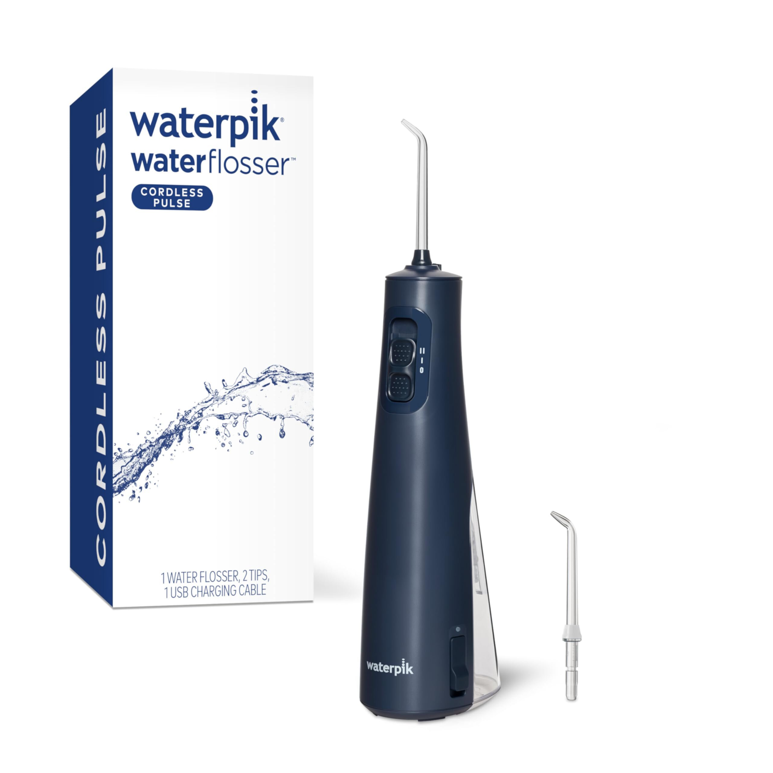 Waterpik Cordless Pulse Rechargeable Portable Water Flosser for Teeth, Gums, Braces Care and Travel with 2 Flossing Tips, Waterproof, ADA Accepted, WF-20 Blue Waterpik