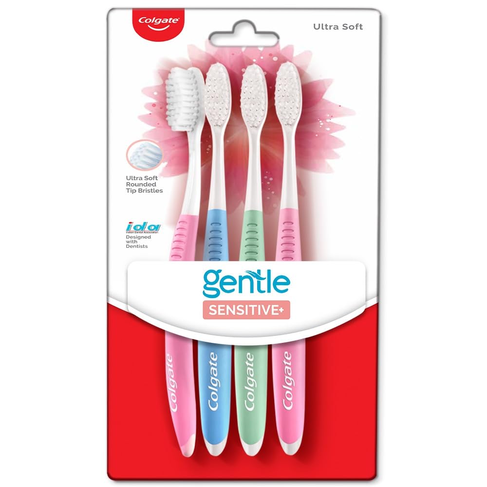 Colgate gentle Sensitive Soft Bristles Manual Toothbrush for adults - 4 Pcs, Multicolor Visit the Colgate Store