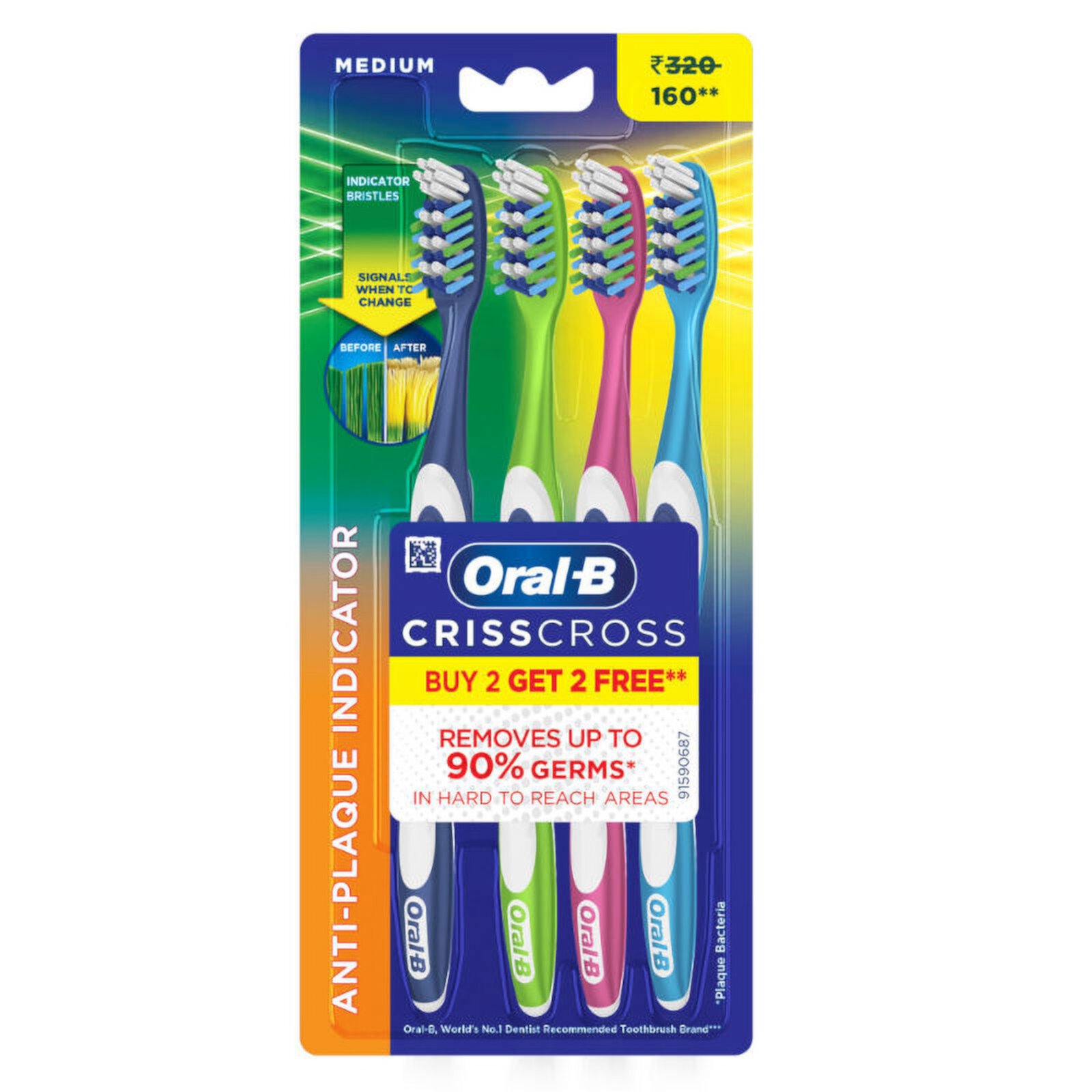 Oral-B Criss Cross Toothbrush Buy 2 Get 2 Free (Medium) Visit the Oral-B Store