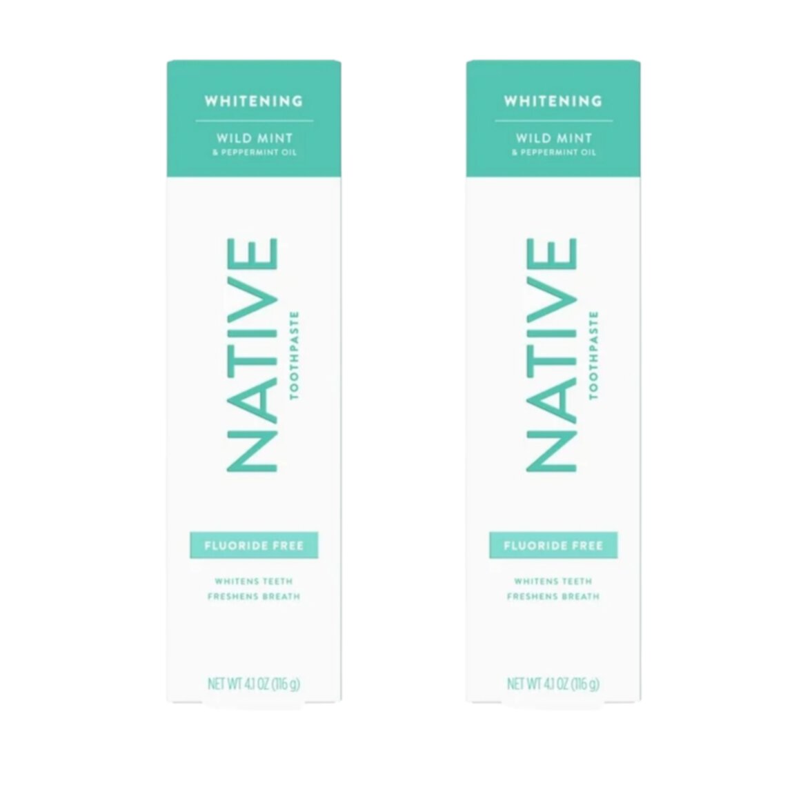 Native Whitening Wild Mint & Peppermint Oil Fluoride Free Toothpaste, 4.1 oz (2 pack) Native