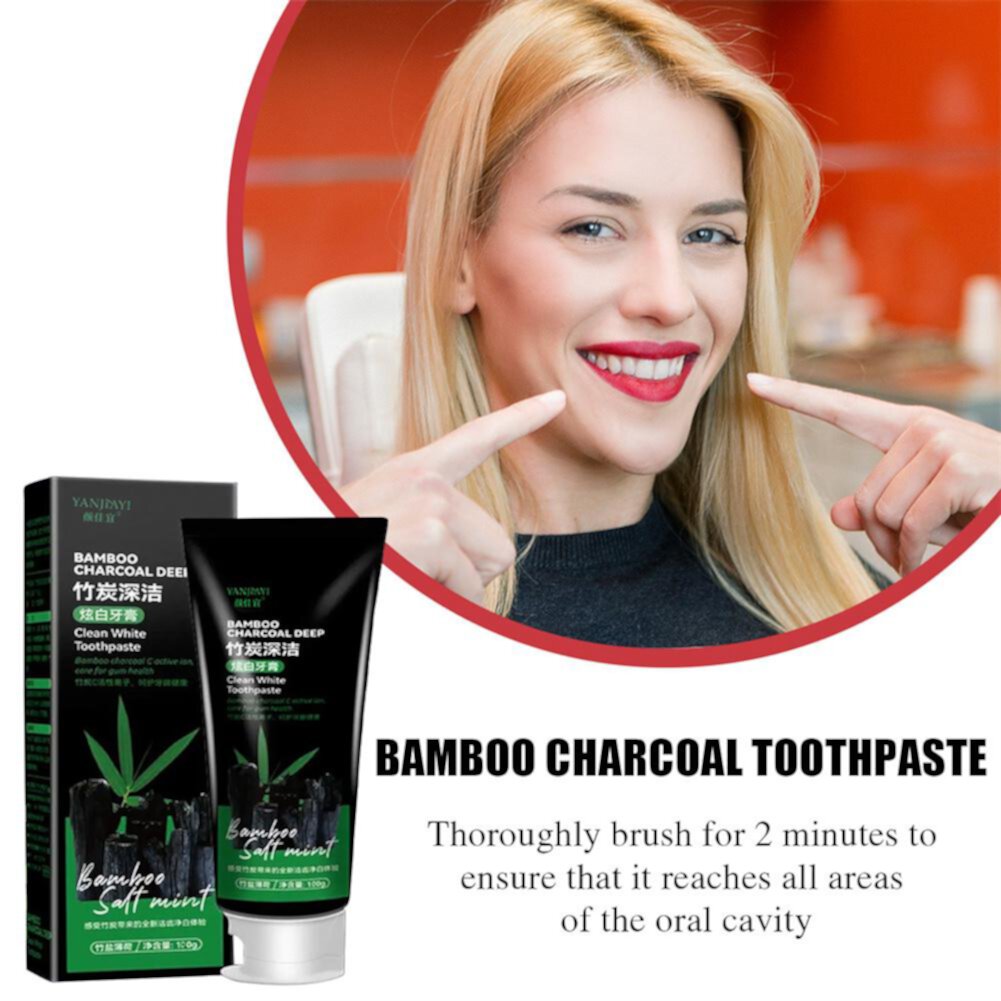 SF NEW Bamboo Charcoal Deep Toothpaste, Yanjiayi Clean Toothpaste White 100g F1I2 Senza Fretta