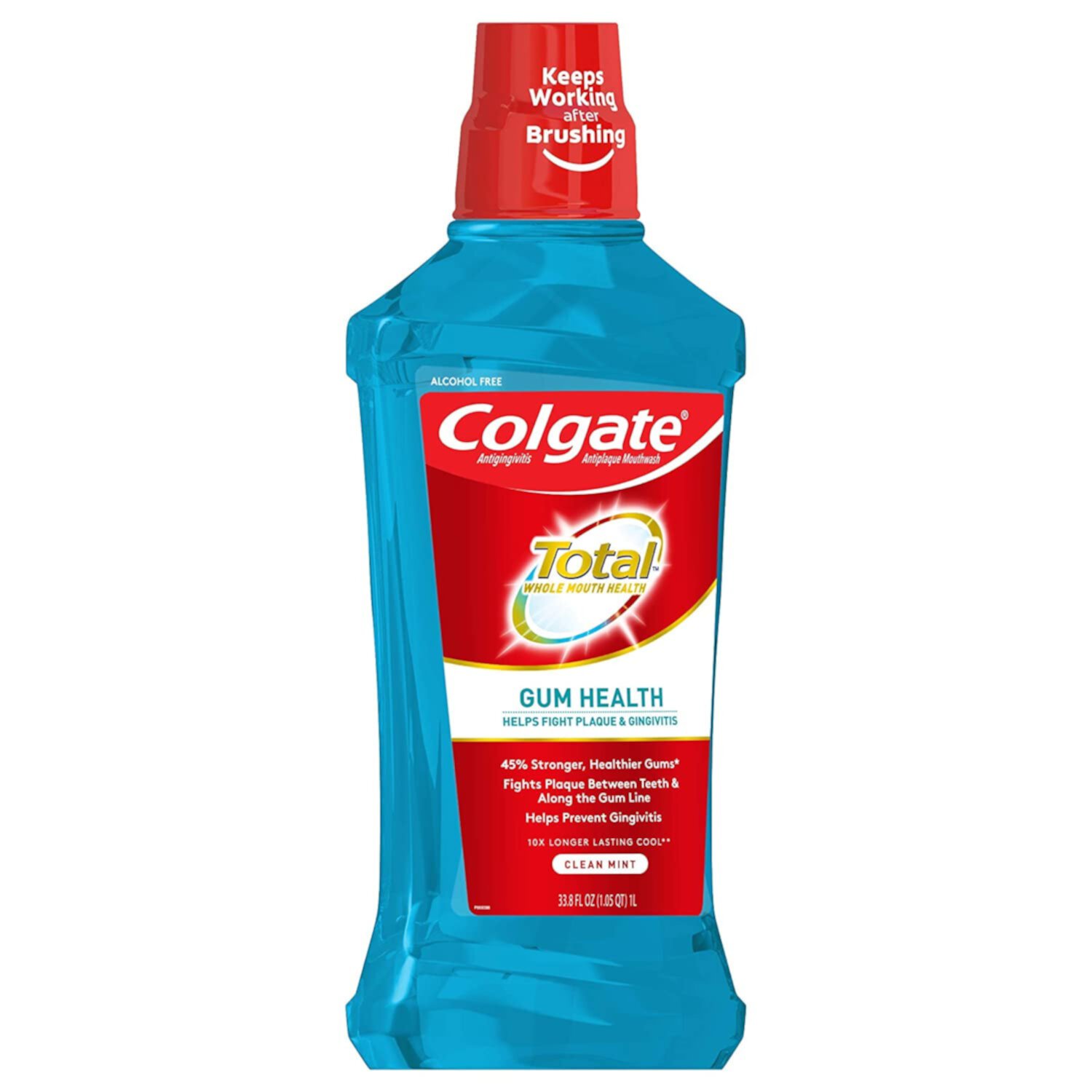 Colgate Total Enjuague Bucal Antiplaca para la Salud de las Encías, Menta Limpia 16.9 Fl Oz (Paquete de 2) Colgate