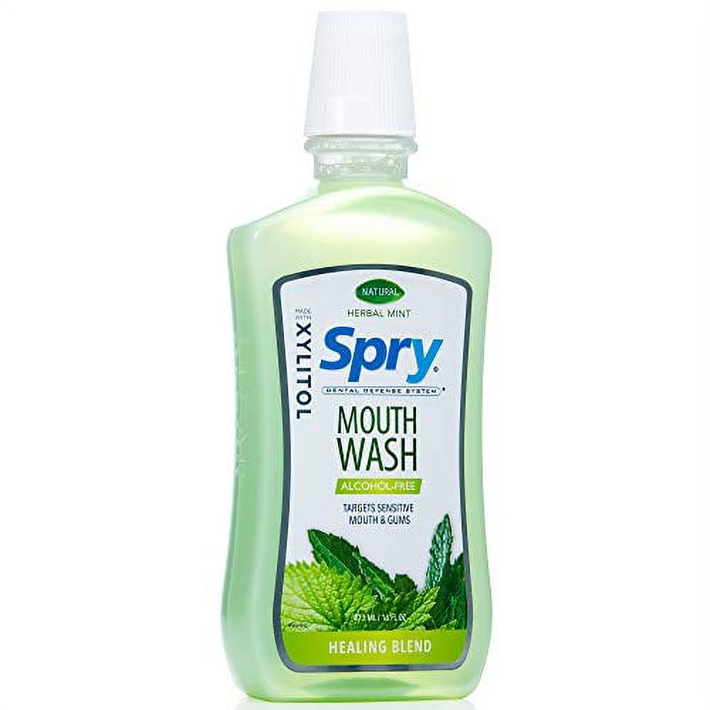 Spry Natural Mouthwash with Xylitol, Natural Healing Herbal Mint, 16 fl oz, 3 Pack Spry