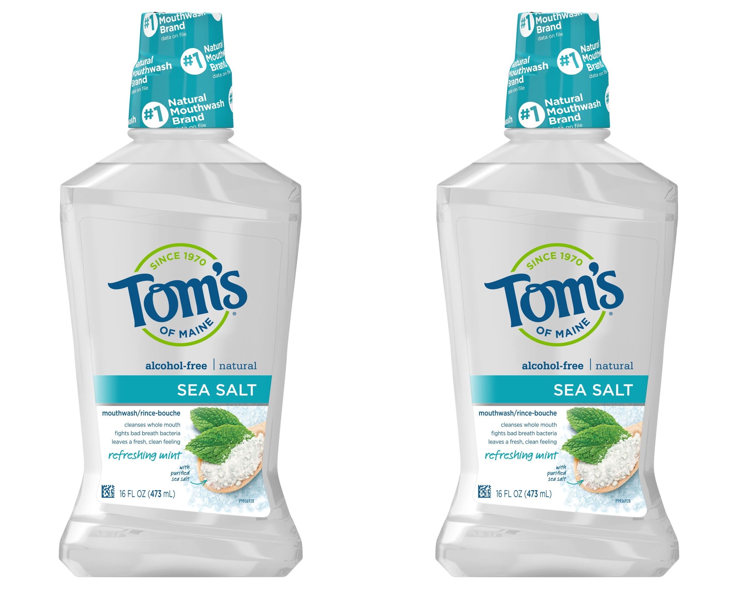 Tom's of Main Natural Mouthwash, Whole Care with Fluoride, Fresh Mint, 16 oz(Pack of 2) Tom's of Maine