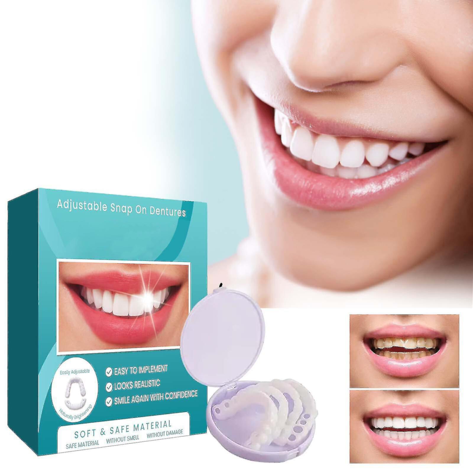 Adjustable Buckle Denture Smile Teeth Customizable Temporary Perfect Fake Teeth Molds Braces For Snap In Instant Confidence Smile Hk ZHONGYULI