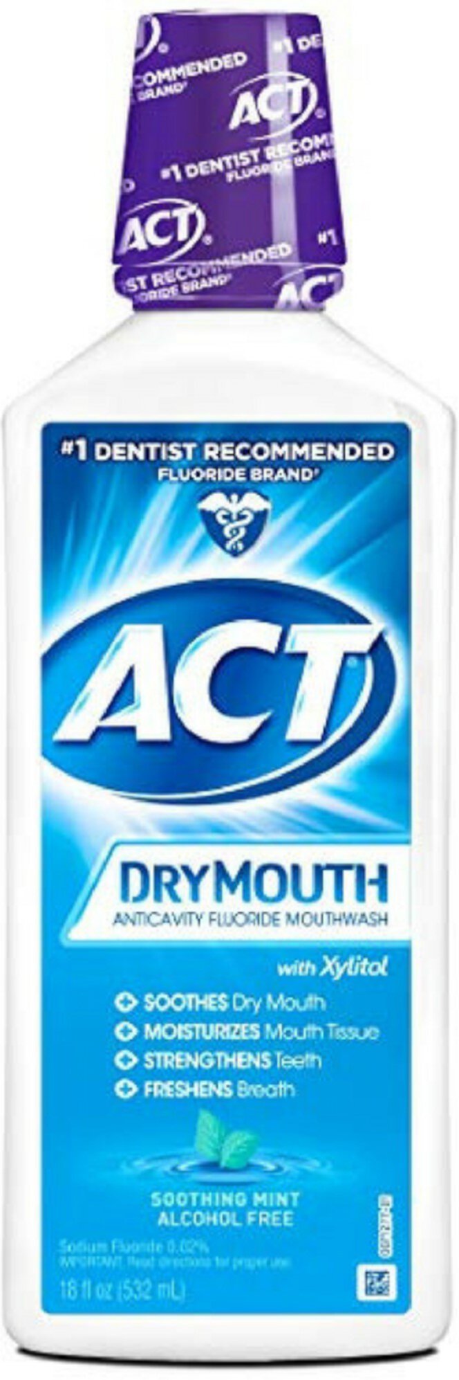 (3 Pack) - ACT Total Care Dry Mouth Anticavity Mouthwash, Soothing Mint 18 oz Act