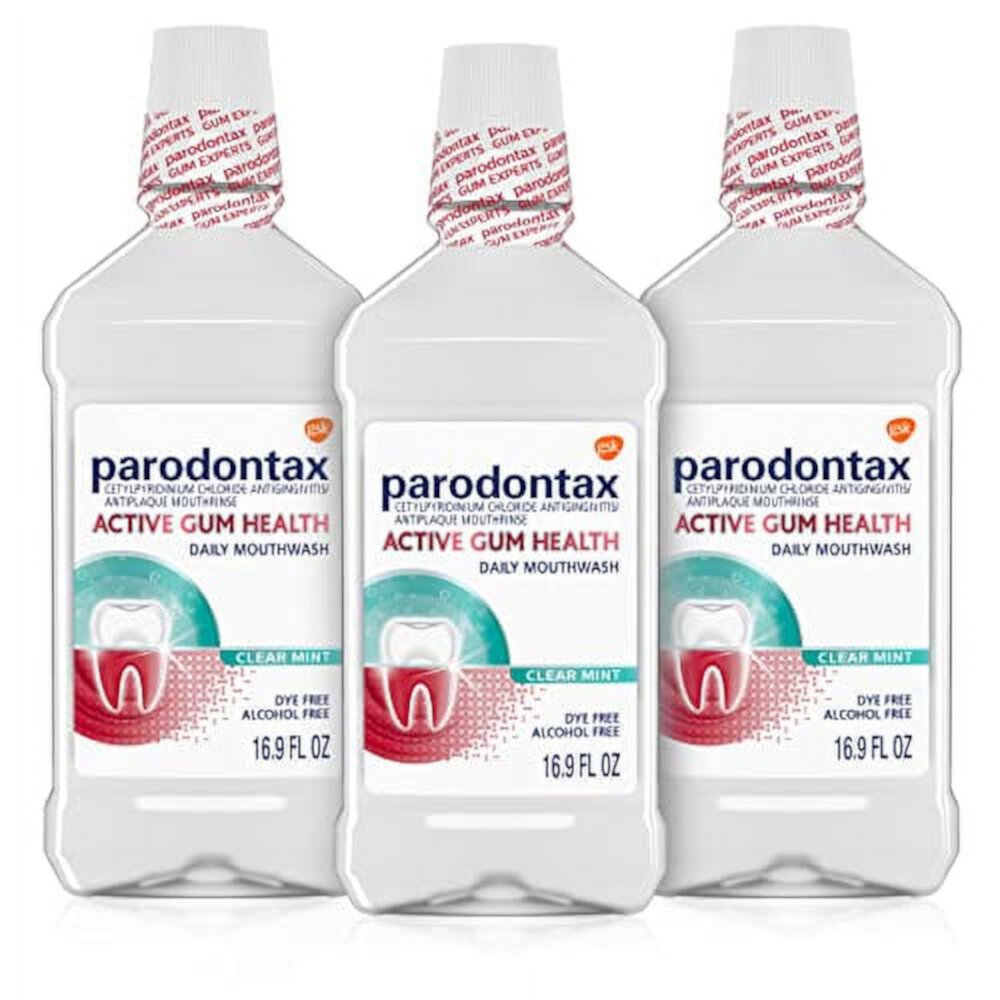 Parodontax Active Gum Health .. Mouthwash, Antiplaque and Antigingivitis .. Gum Mouthwash, Clear Mint, .. 16.9 Fl Oz x .. 3 Parodontax