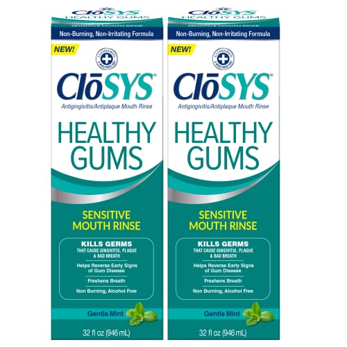 Closys Healthy Gums Mouthwash, Antiplaque and Antigingivitis for Gum Health, Non-Burning, Non-Irritating â€“ 32 Fl Oz (Twin Pack) CloSYS