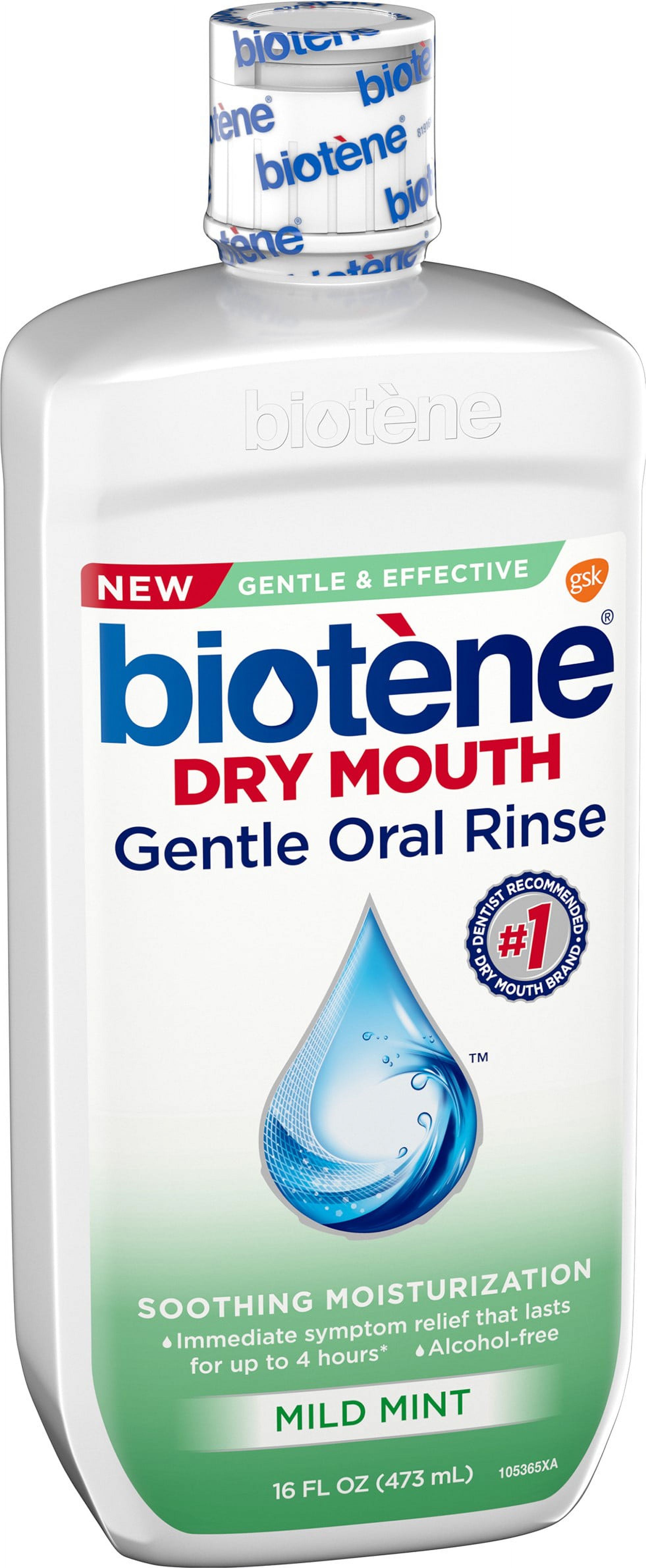 Biotene Dry Mouth Gentle Oral Rinse, Mild Mint 16 oz (Pack of 2) Biotene